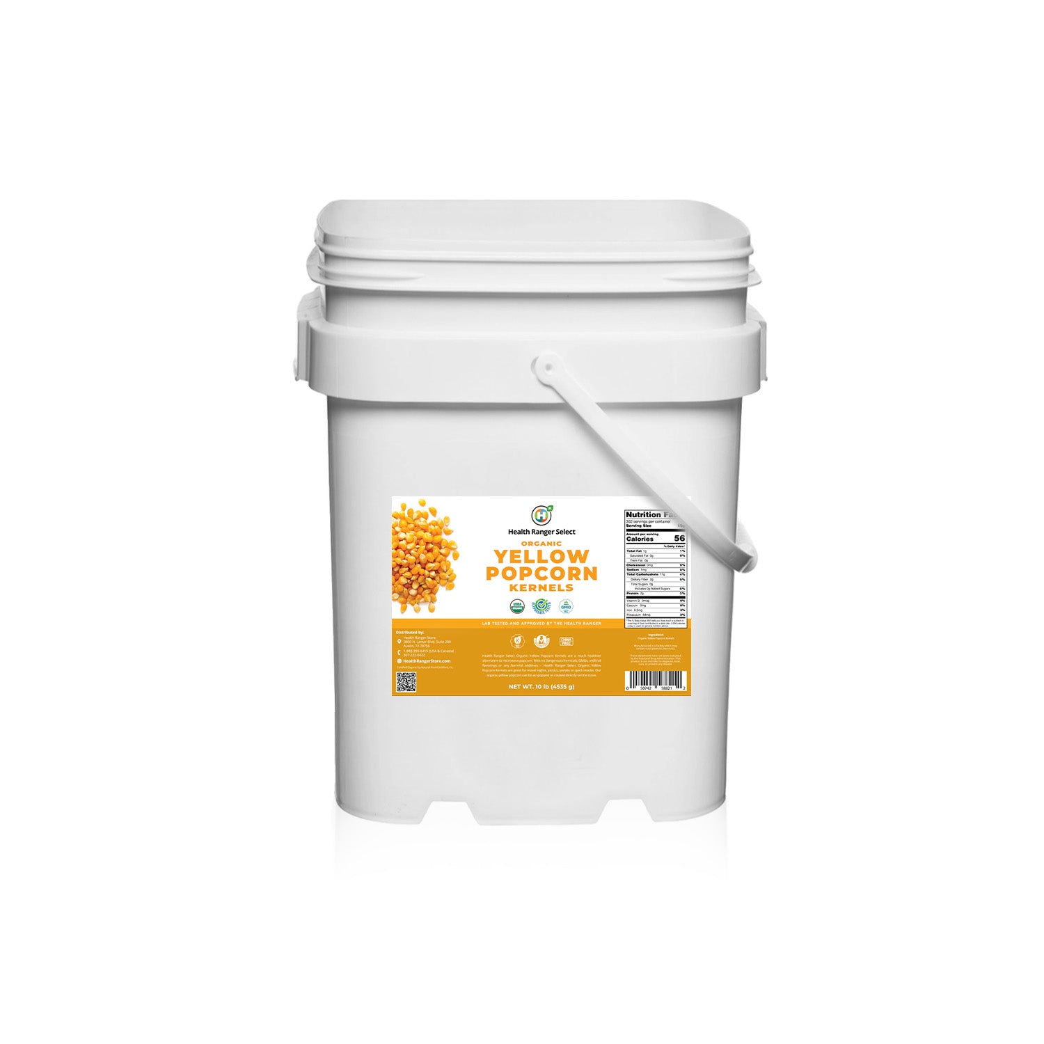 Mega Bucket Organic Yellow Popcorn Kernels (10LB, 4535g)