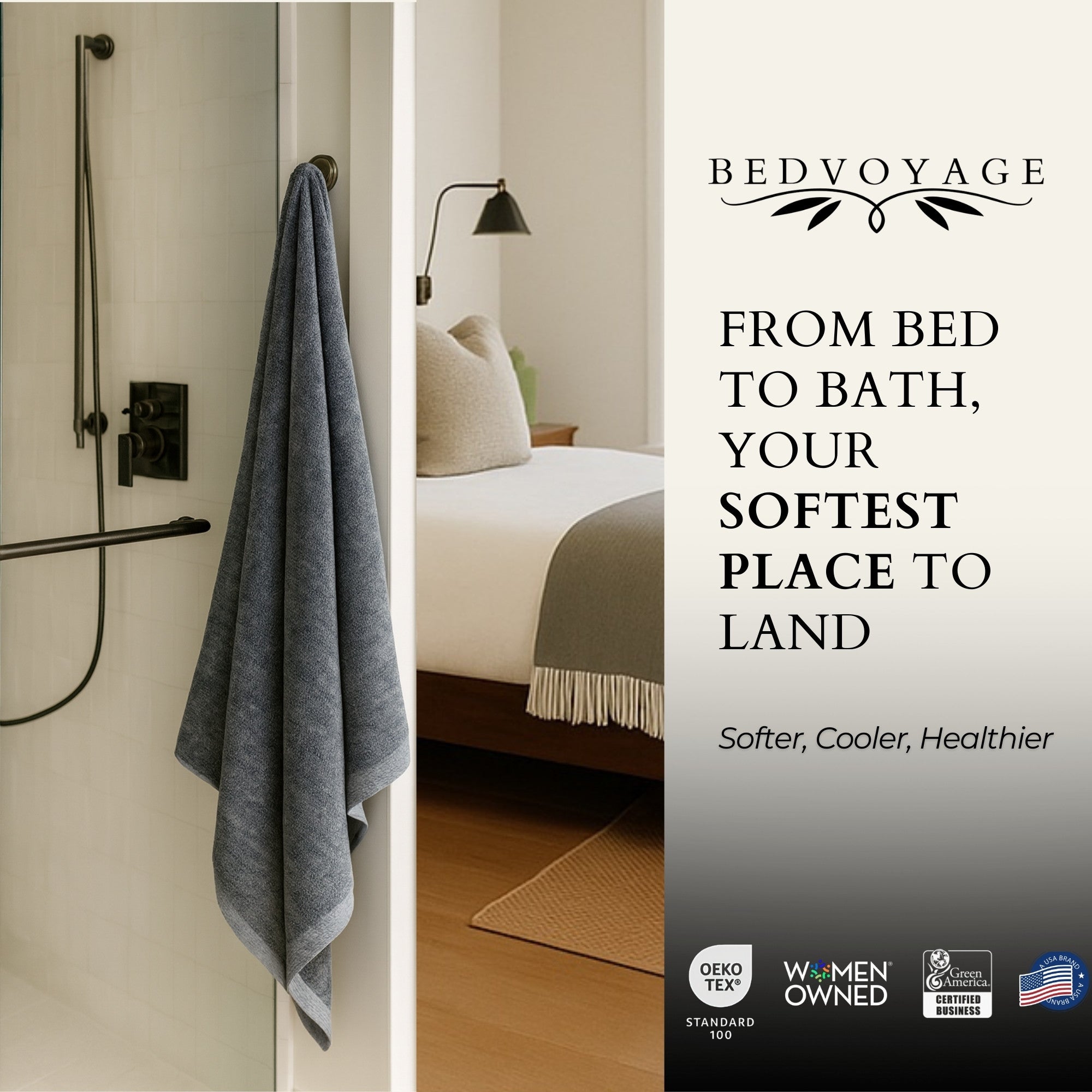 Melange Bamboo Cotton Bath Sheet / Beach Towel - Charcoal