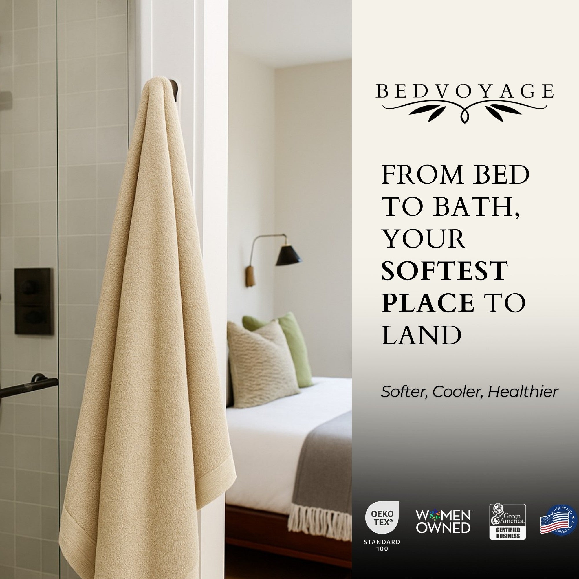 Bamboo Cotton Bath Sheet / Beach Towel - Sand