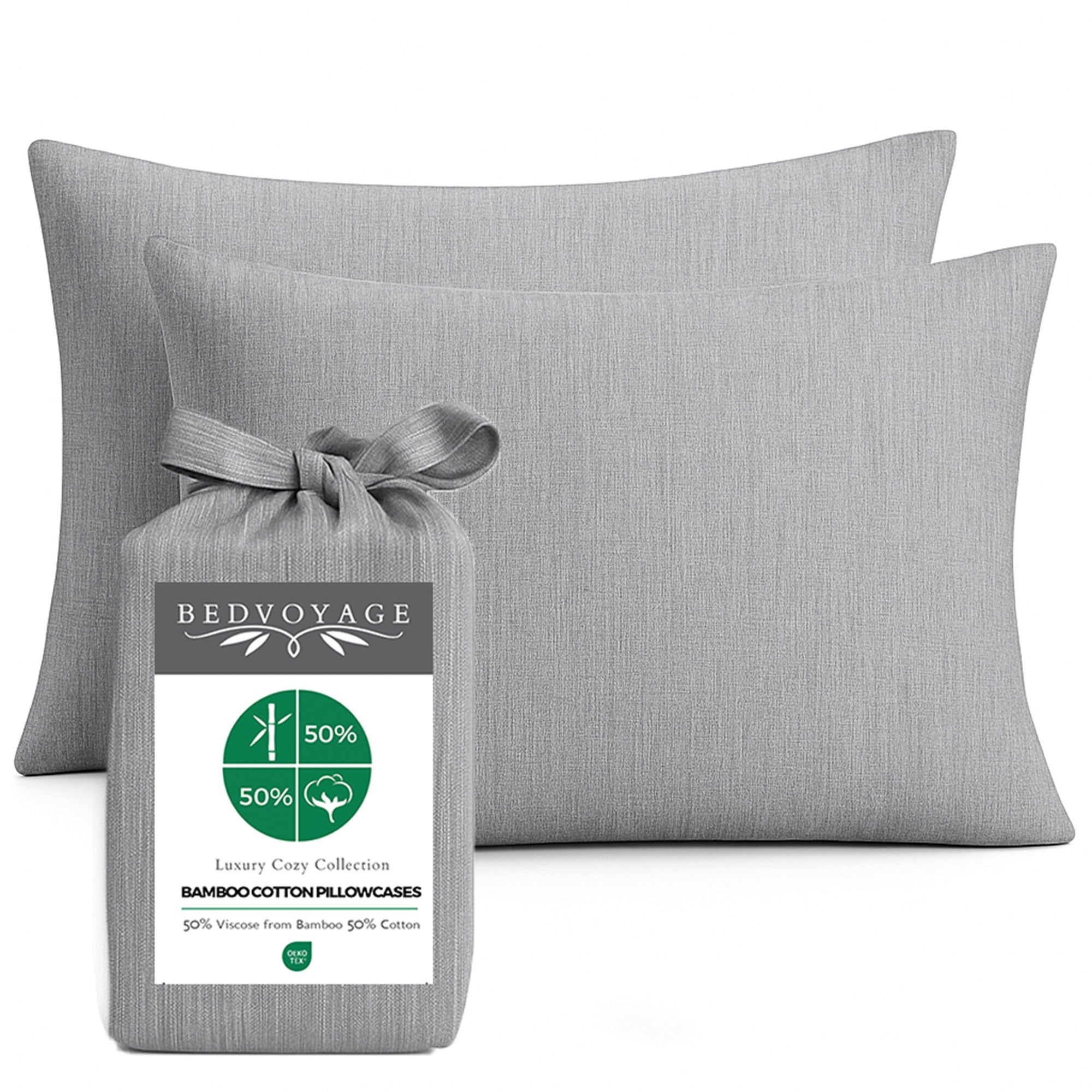 Bamboo Cotton Pillowcases - Silver