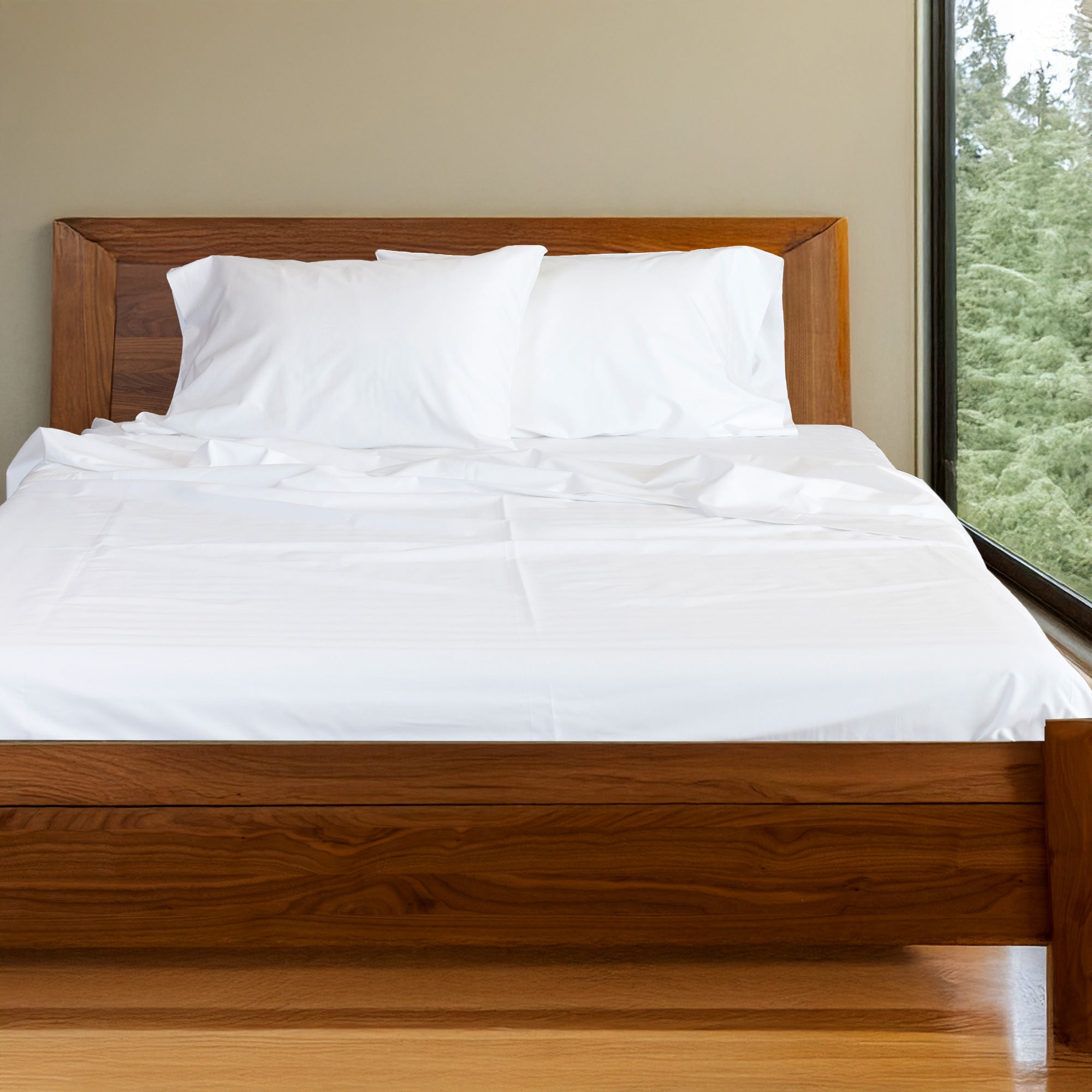 Bamboo Cotton Bed Sheets - Snow