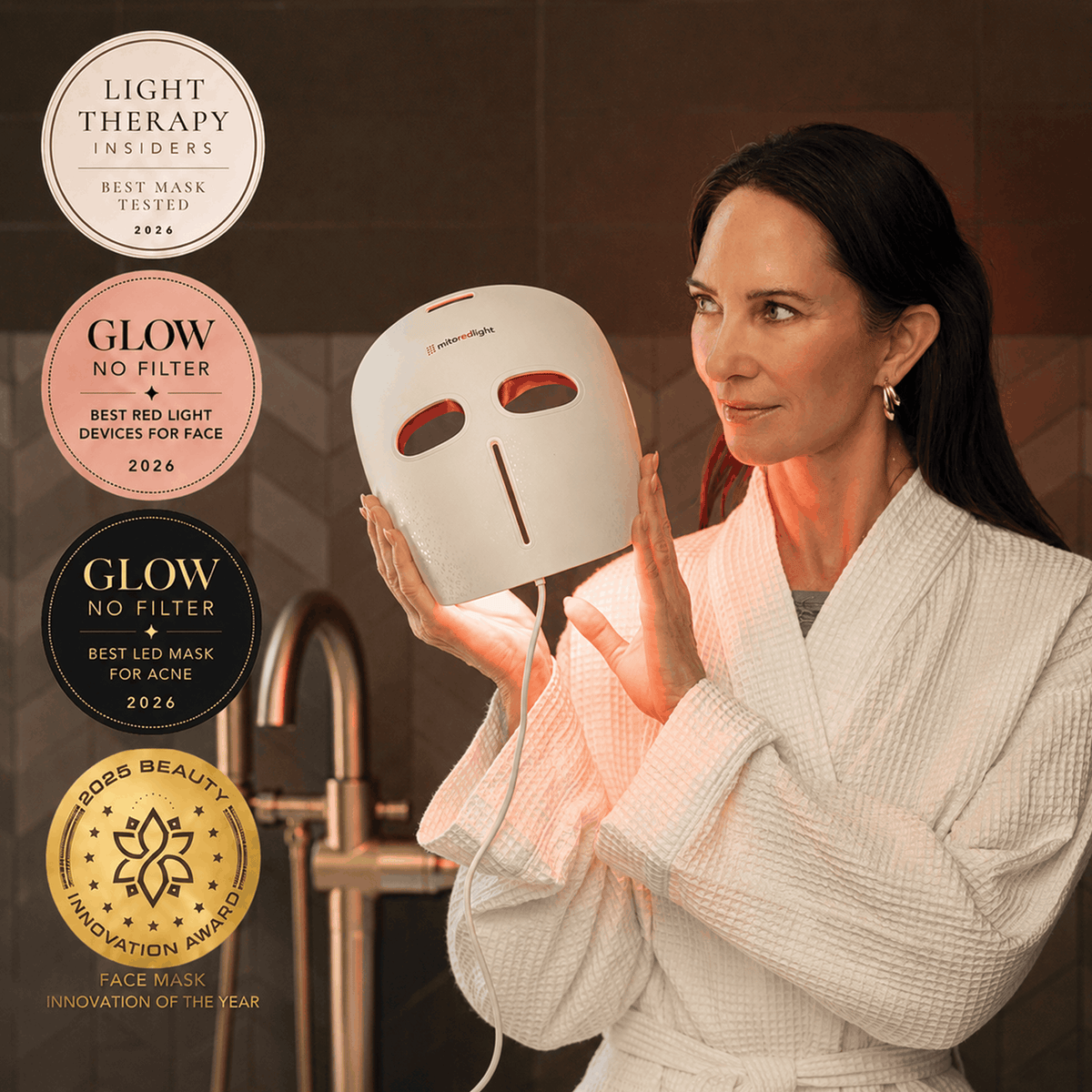 MitoGLOW™ LED Red Light Therapy Face Mask - FDA Cleared, 1,064 LEDs, 4 Wavelengths