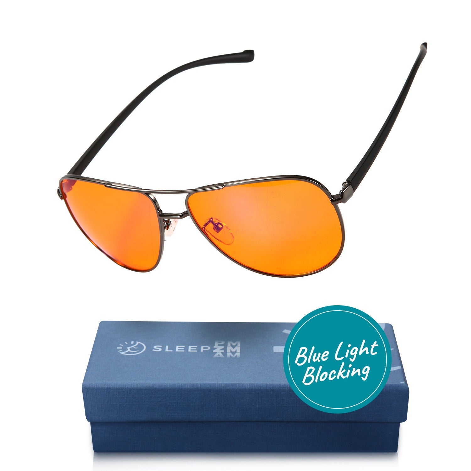 Night-time Aviator Blue Light Blocking Glasses - Black & Silver