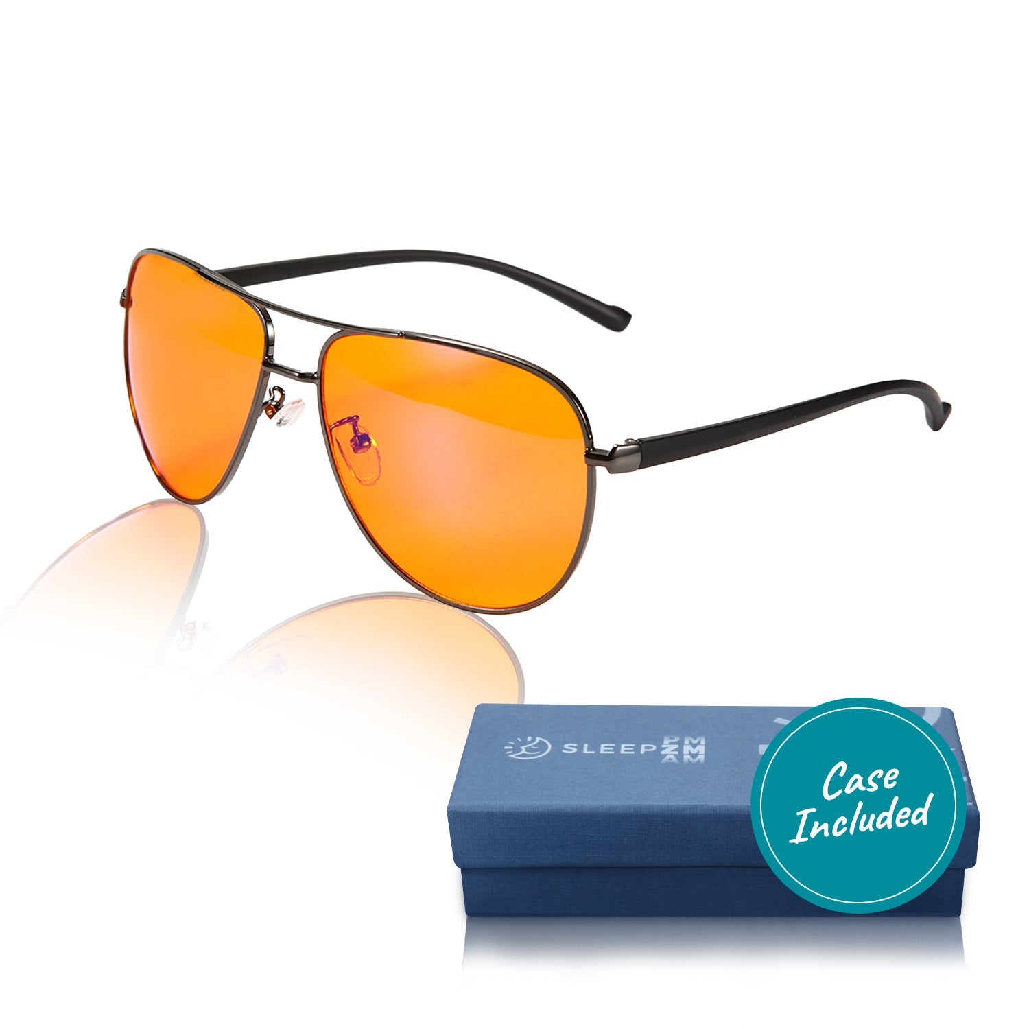 Night-time Aviator Blue Light Blocking Glasses - Black & Silver