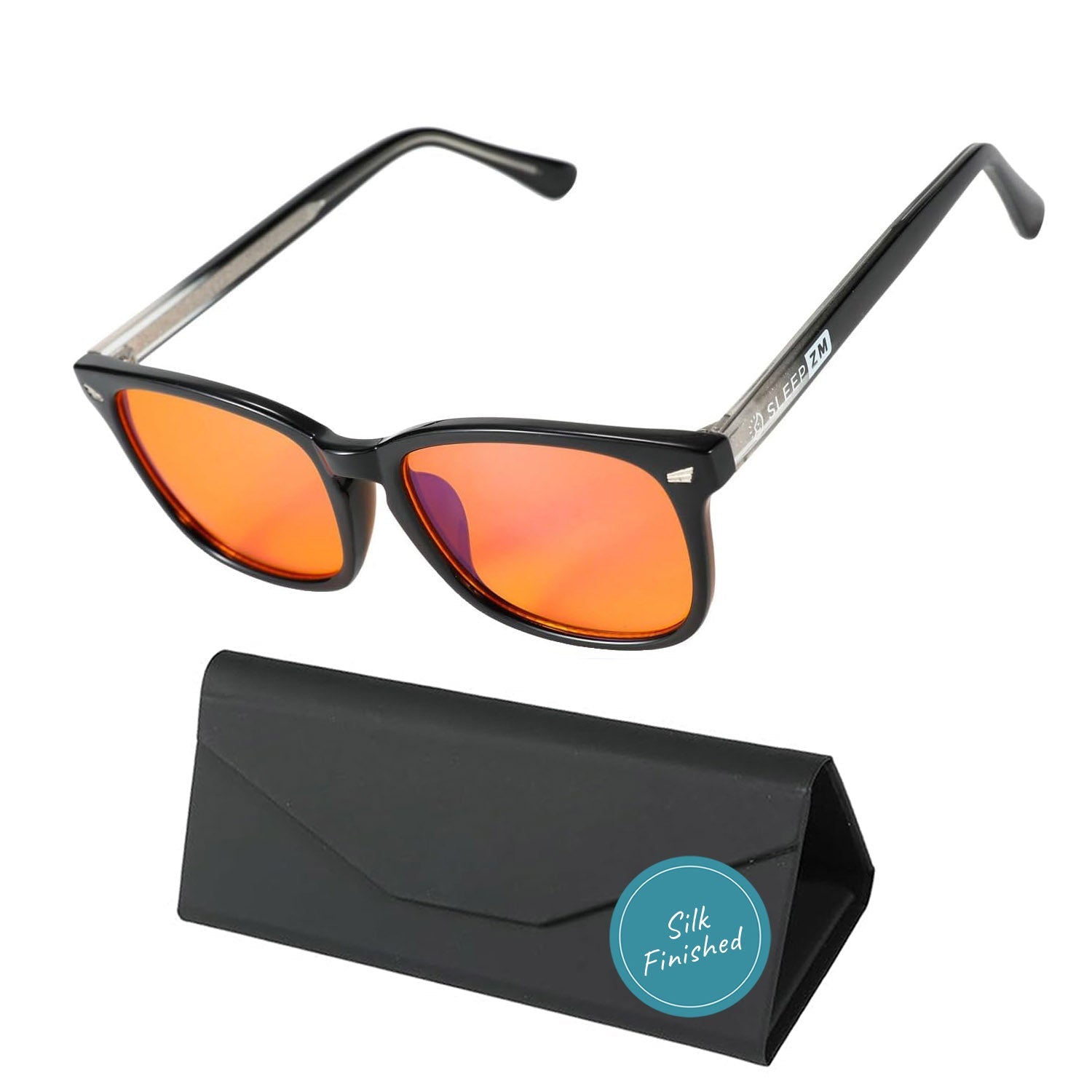 Night-time Premium Wayfarer Blue Light Glasses - Black + Leather Case