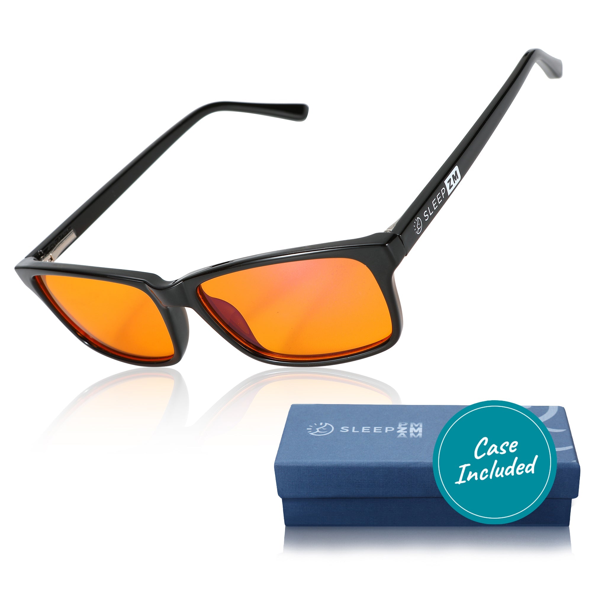 Night-time Rectangular Blue Light Blocking Glasses - Black