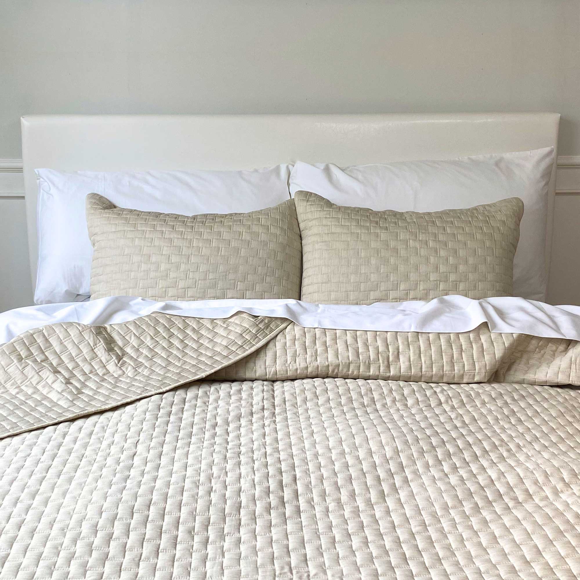 Bamboo Cotton Quilted Coverlet - Sand