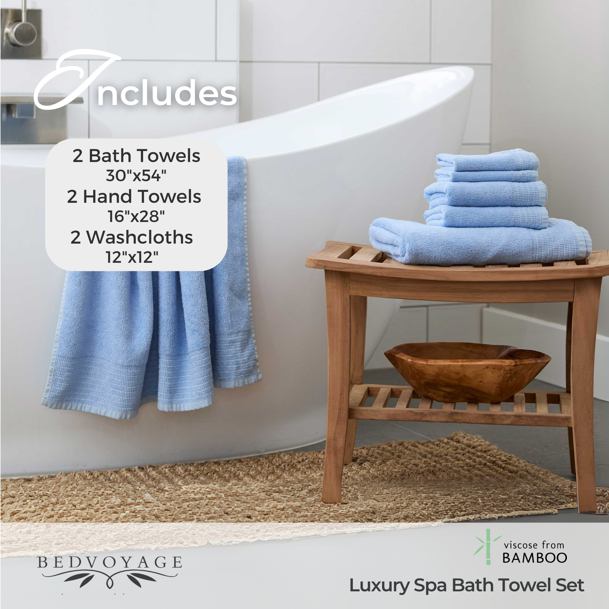 Bamboo 6 Piece Spa Towel Set – Ocean