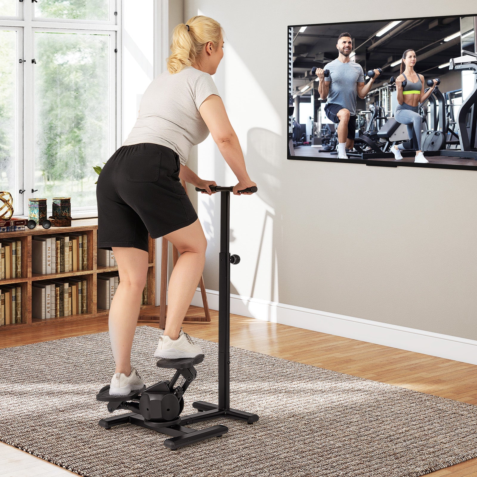 Steppers for Exercise Twist Stair Stepper Workout Equipmen-Black