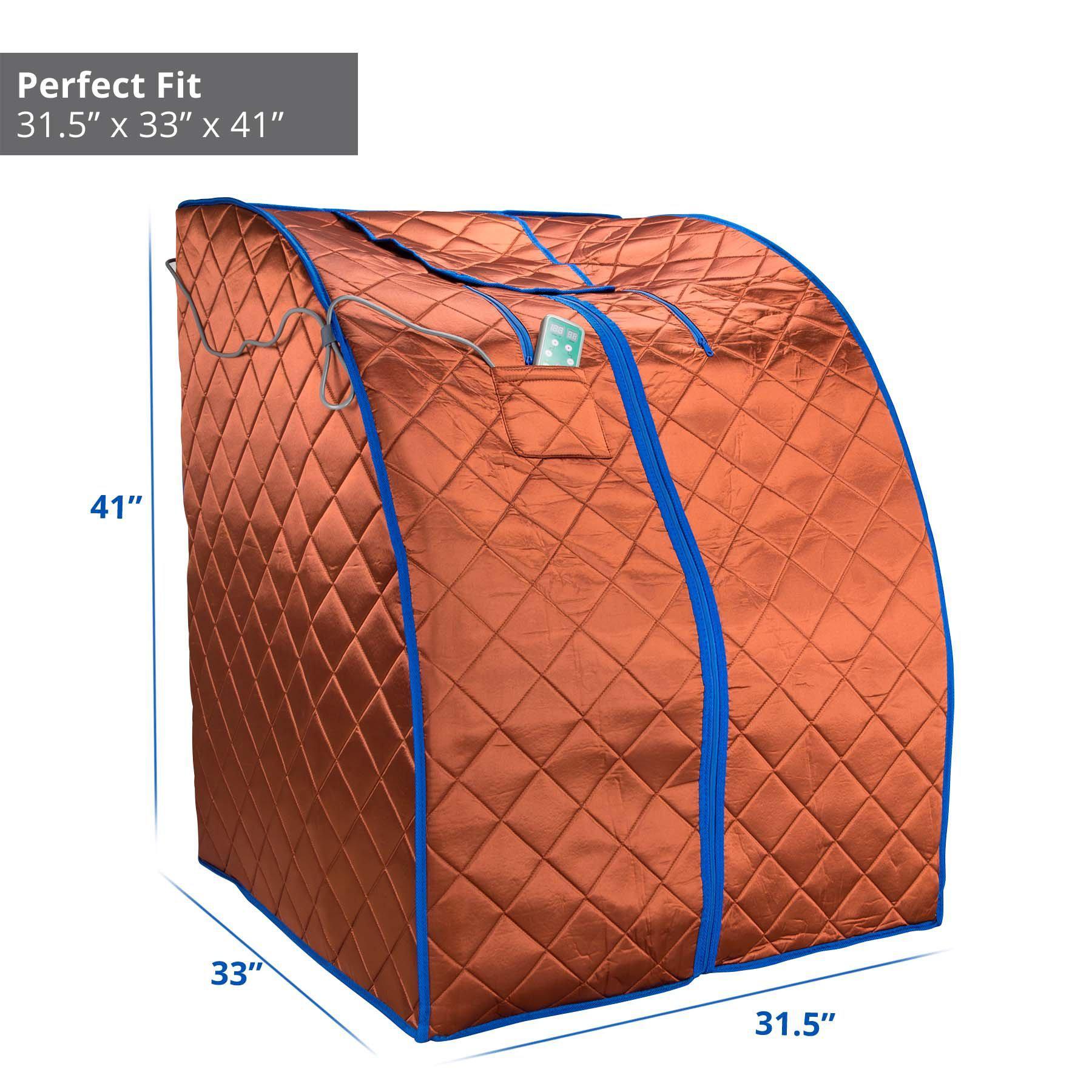 Large Portable Low EMF Negative Ion Indoor Sauna with Chair and Heated Footpad Included - Copper
