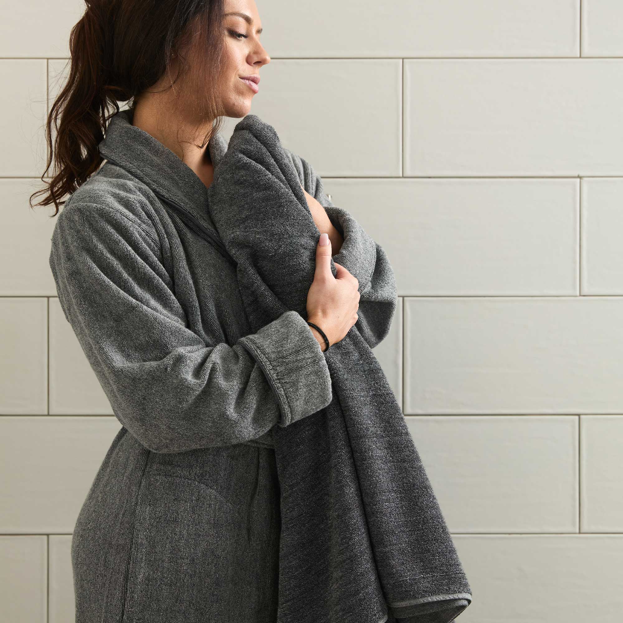 Melange Bamboo Cotton Bath Sheet / Beach Towel - Charcoal