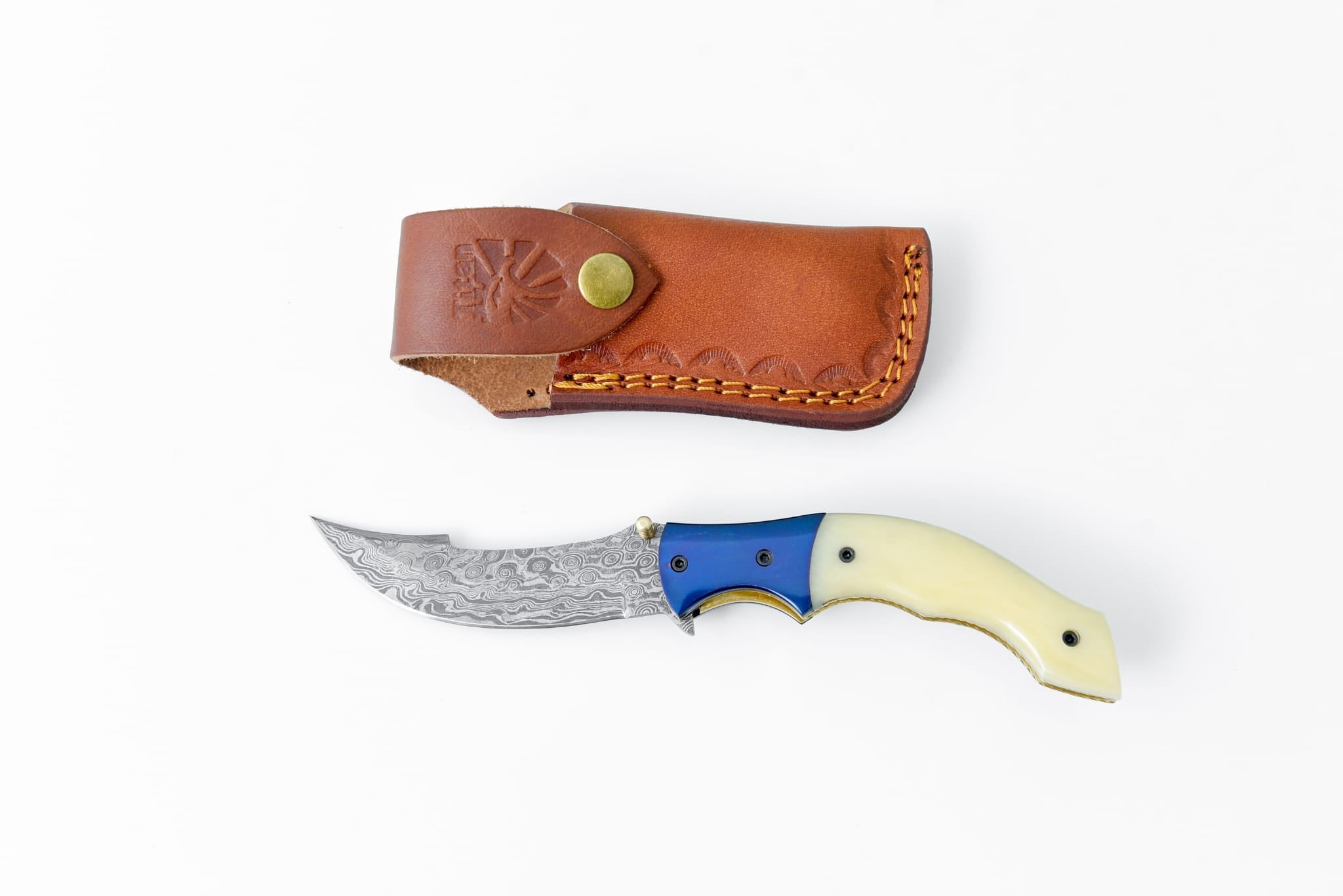 AzureGlide Clip Point Series Damascus Steel TF-048