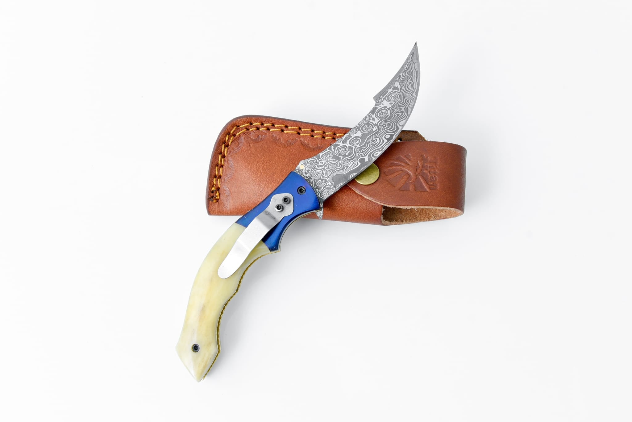 AzureGlide Clip Point Series Damascus Steel TF-048