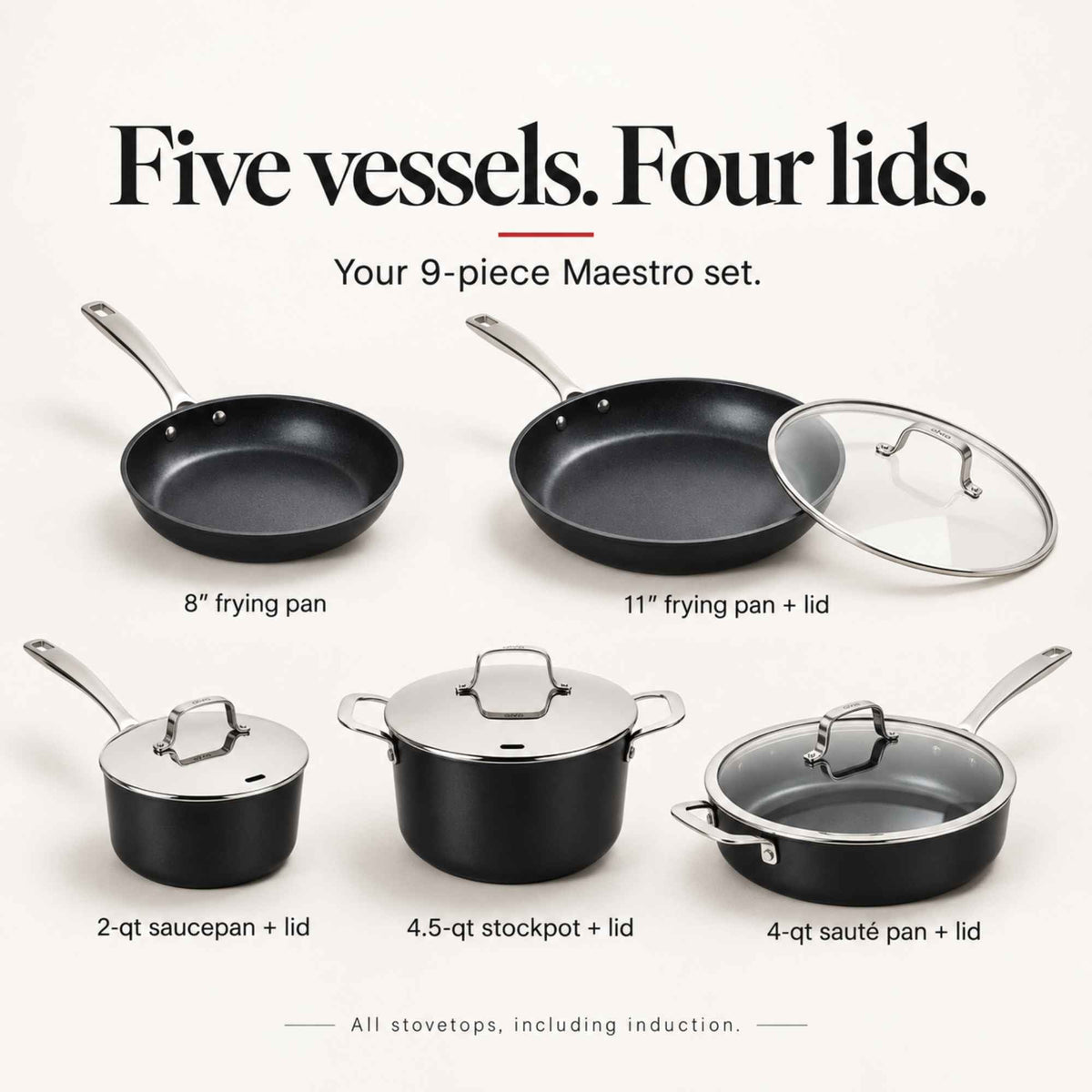 Ceramic Nonstick Cookware Set, 9-Piece