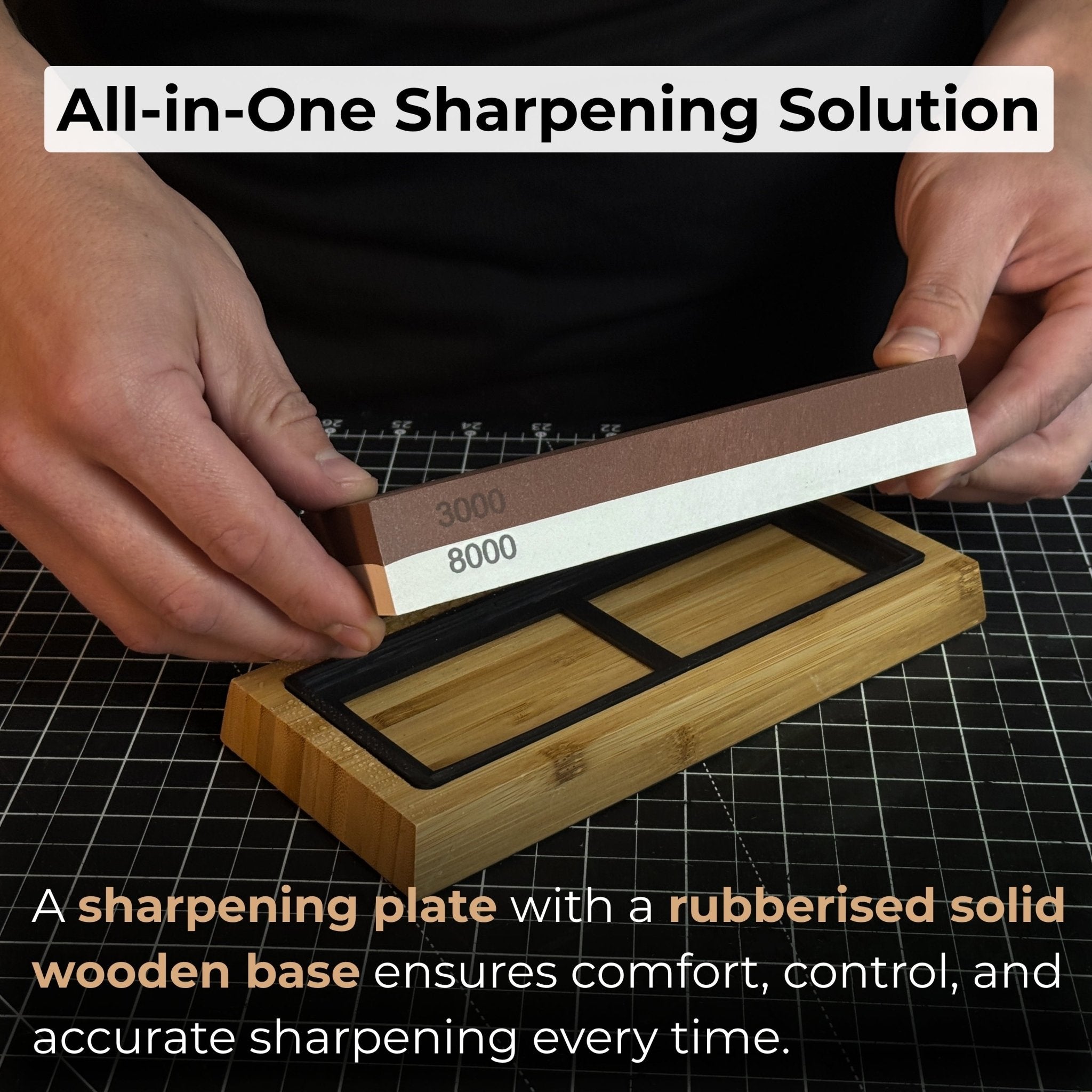 Double-Sided Sharpening Stone with Optional Wooden Stand – Grit