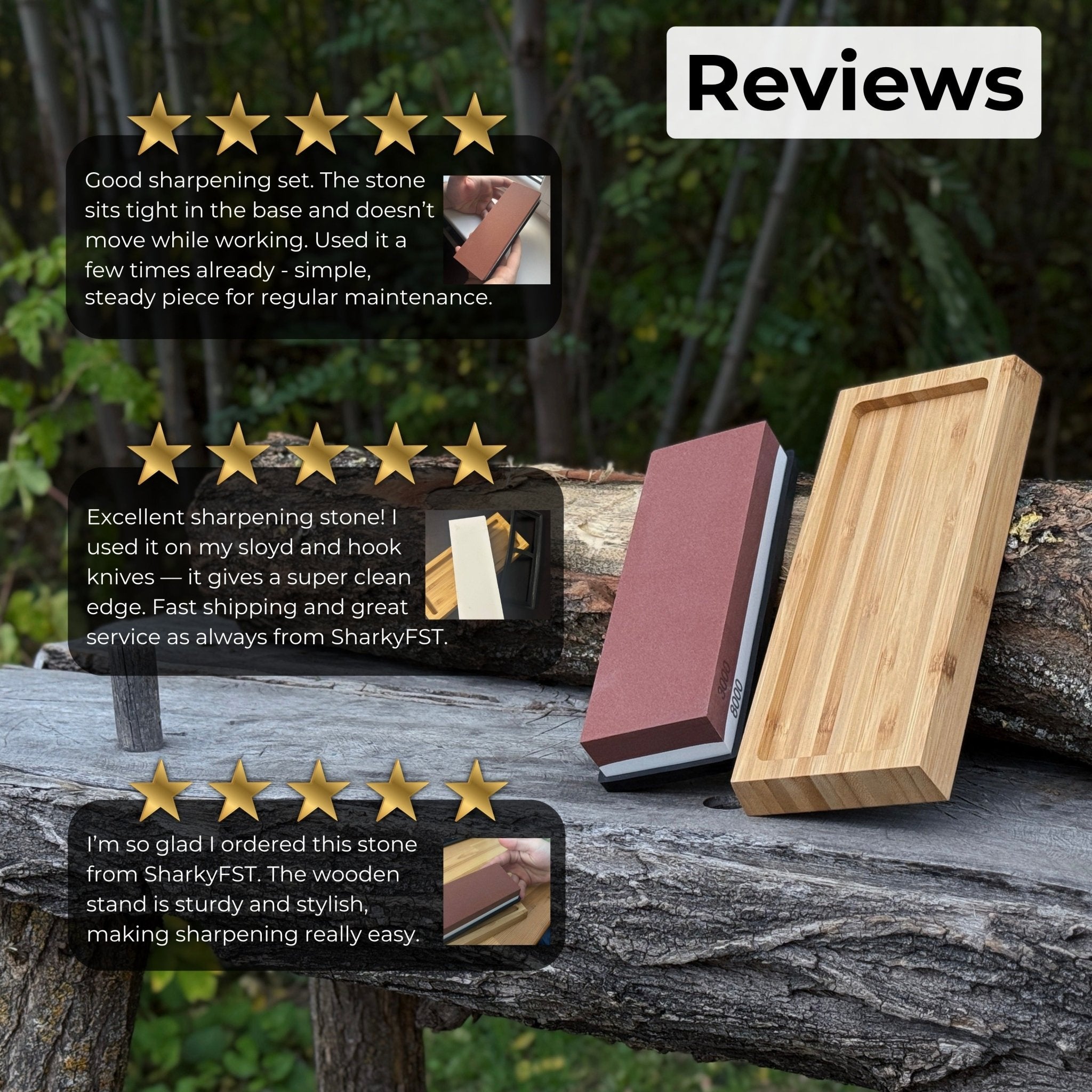Double-Sided Sharpening Stone with Optional Wooden Stand – Grit