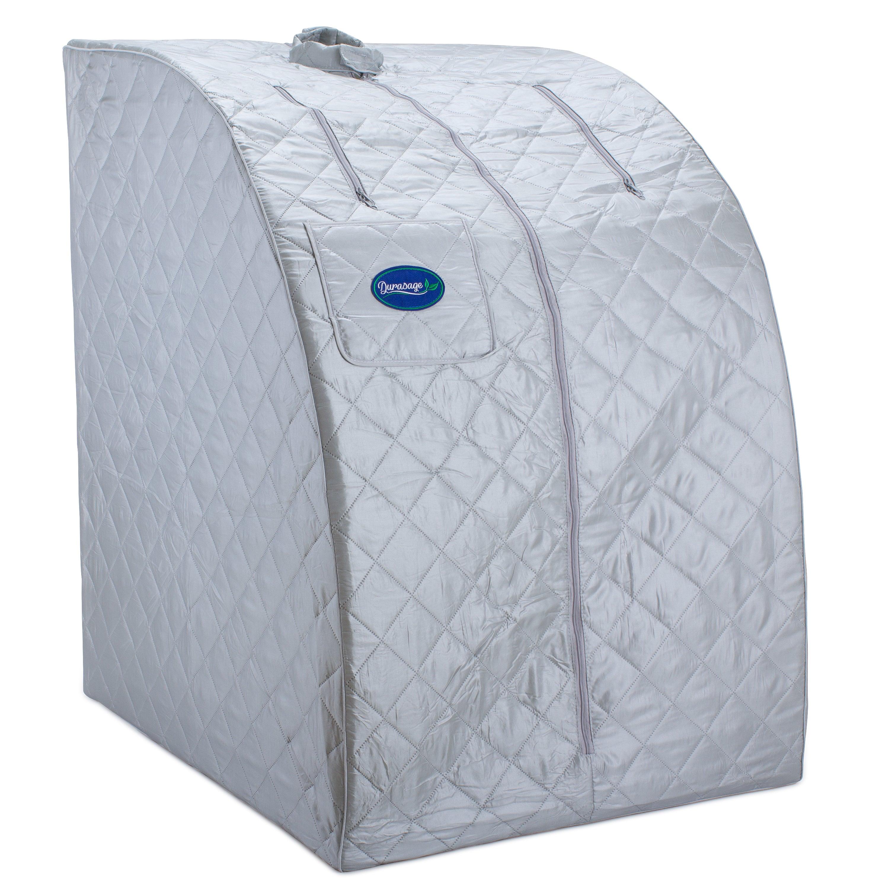 Durasage Lightweight Portable Personal Steam Sauna Spa for Relaxation at Home, 60 Minute Timer, 800 Watt Steam Generator, Chair Included - Silver