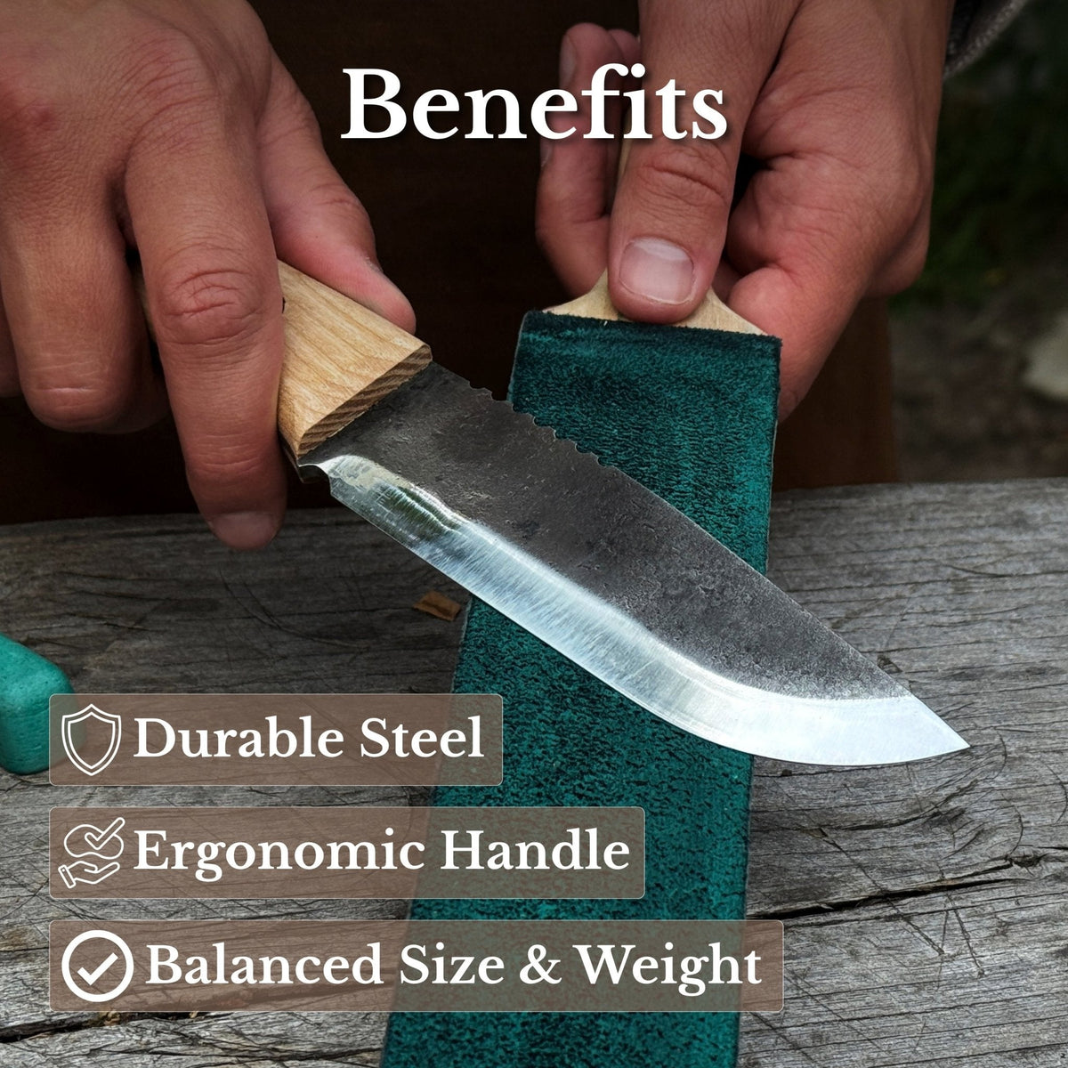 Hand-Forged Camping Knife, 12.5 cm (4.9 inches)