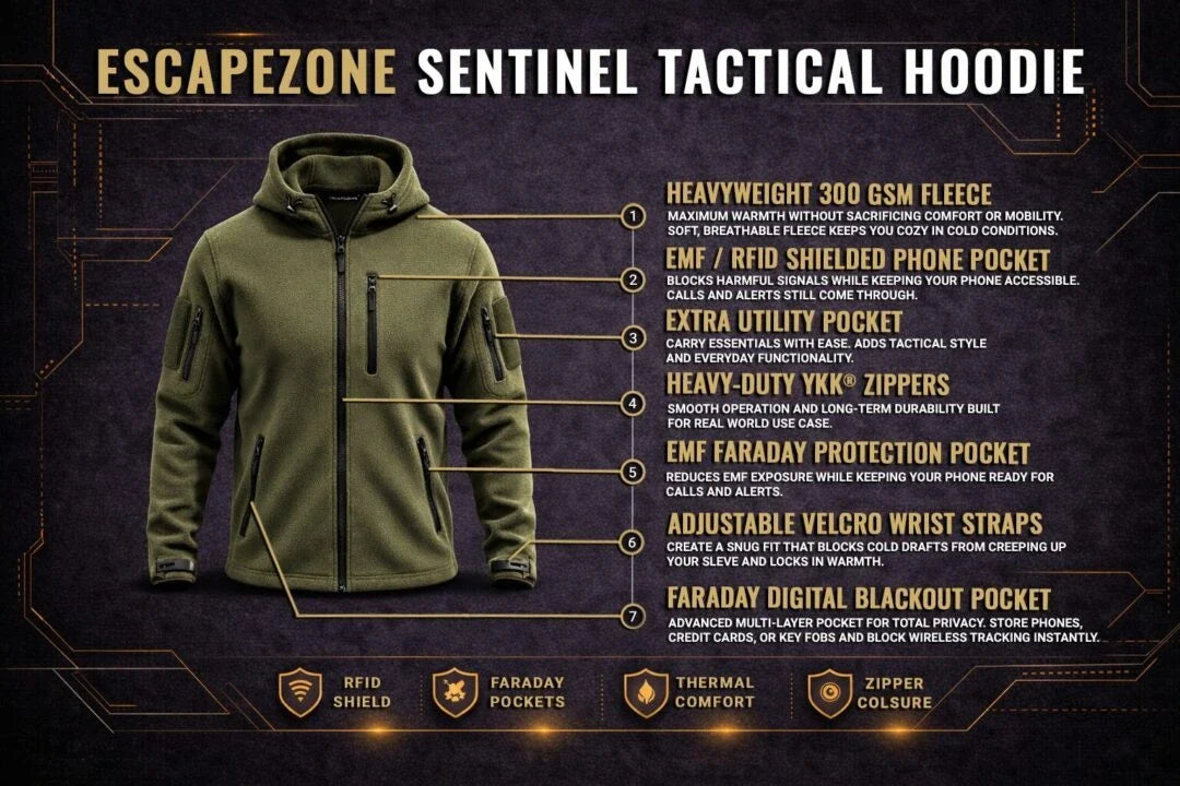 EscapeZone EMF Blocking Tactical Hoodie