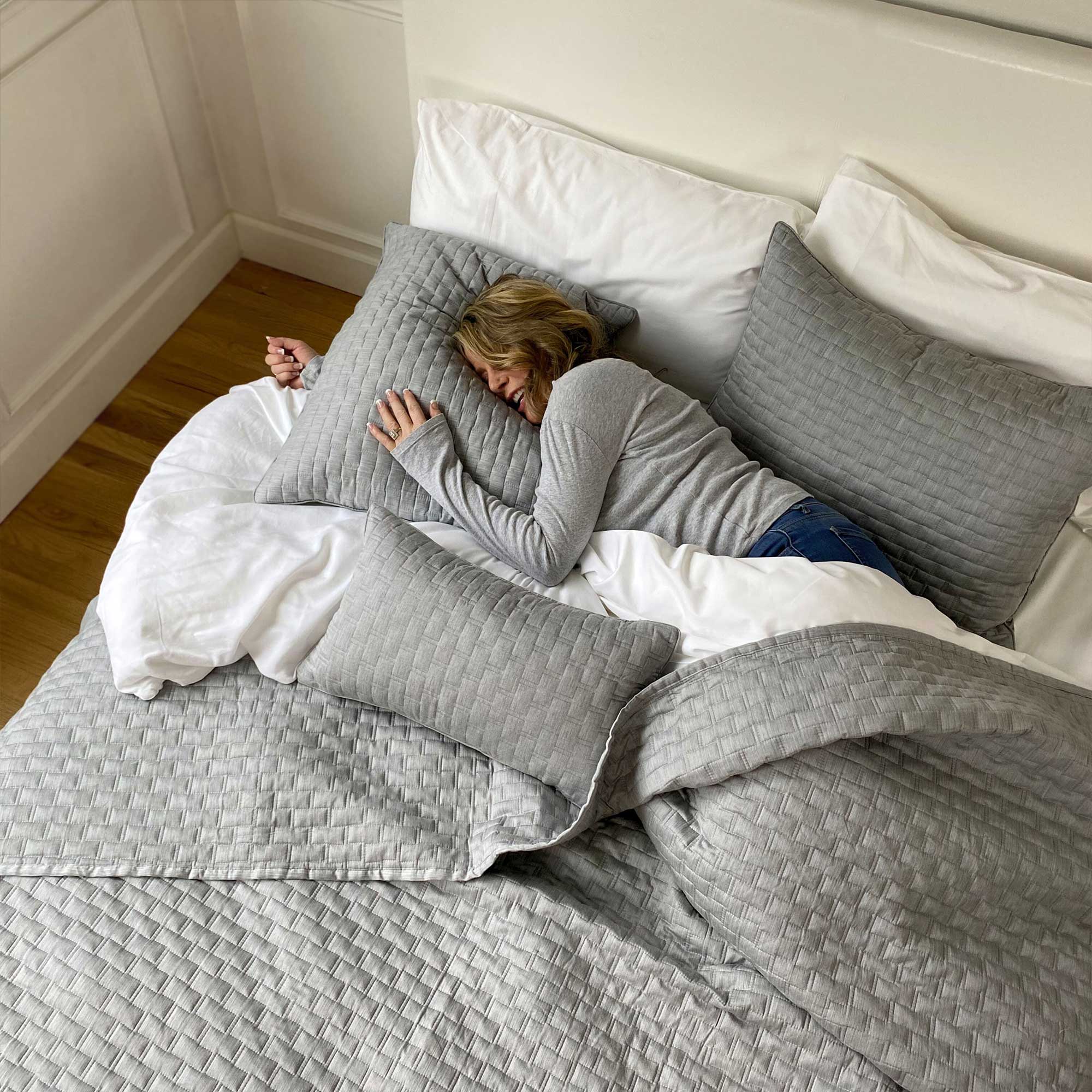 Bamboo Cotton Quilted Coverlet - Silver