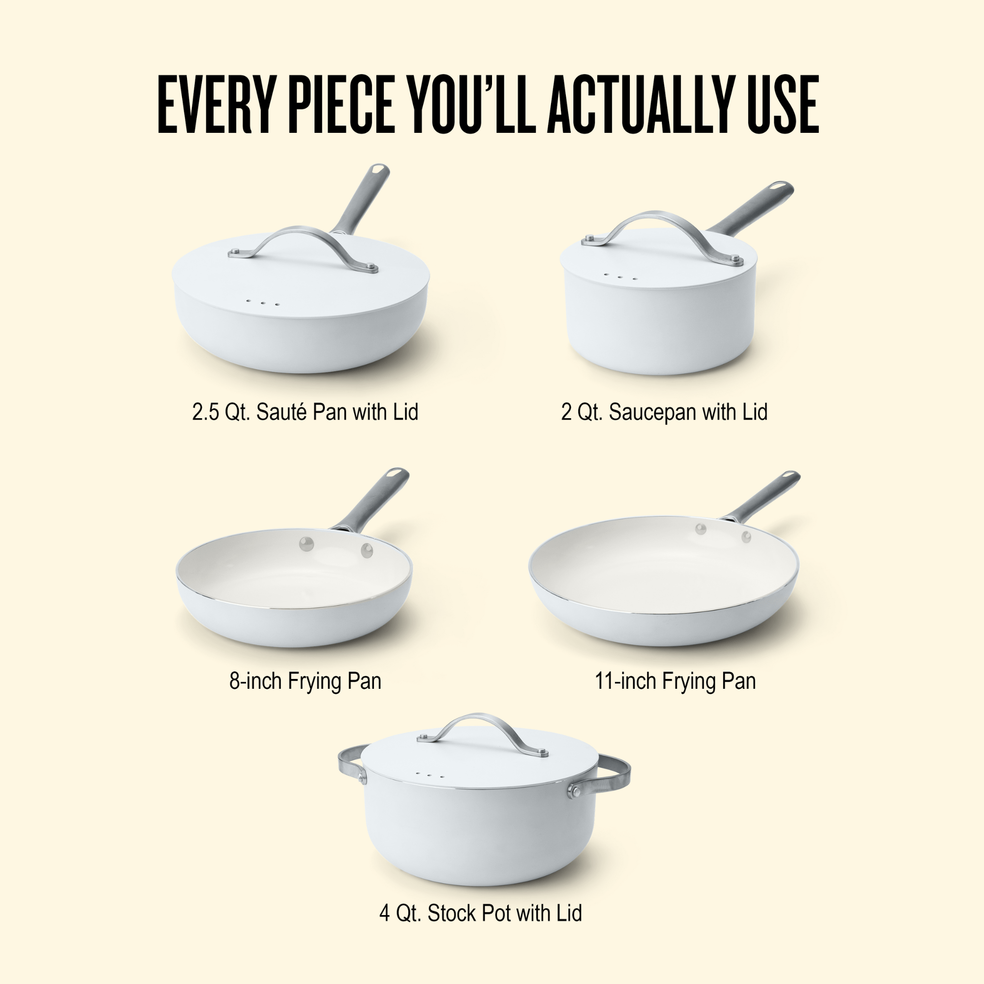 Mobi 8-Piece Ceramic Cookware Set | Cannoli Cream