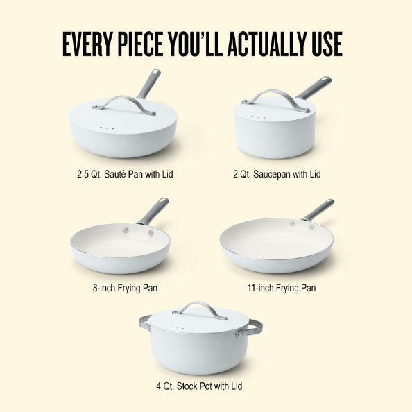 Mobi 8-Piece Ceramic Cookware Set | Cannoli Cream