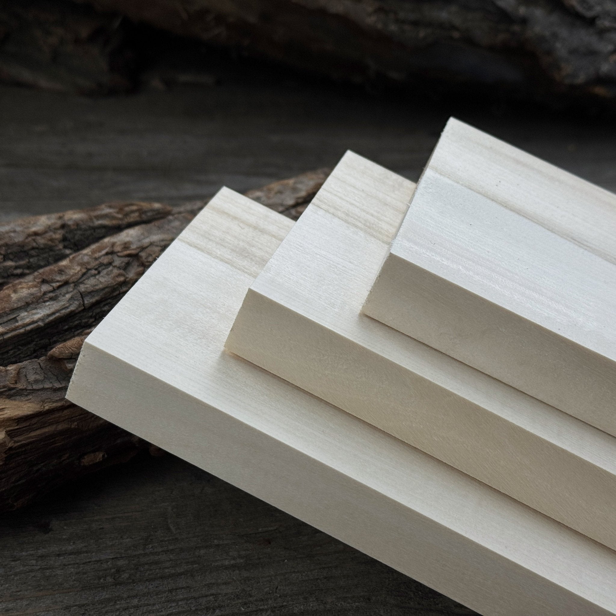 Set of 3 Flat Linden Wood Carving Blanks