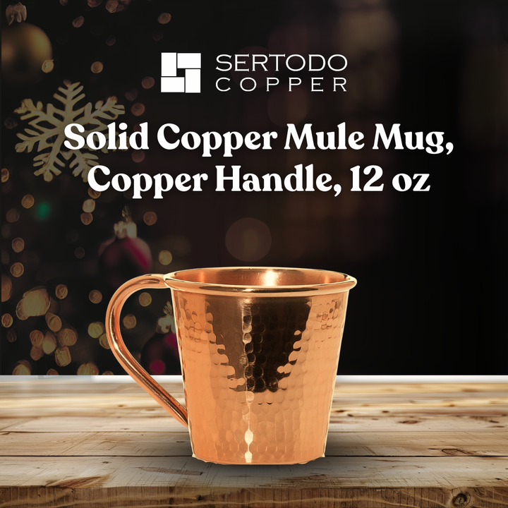 Solid Copper Mule Mug, Copper Handle, 12 oz