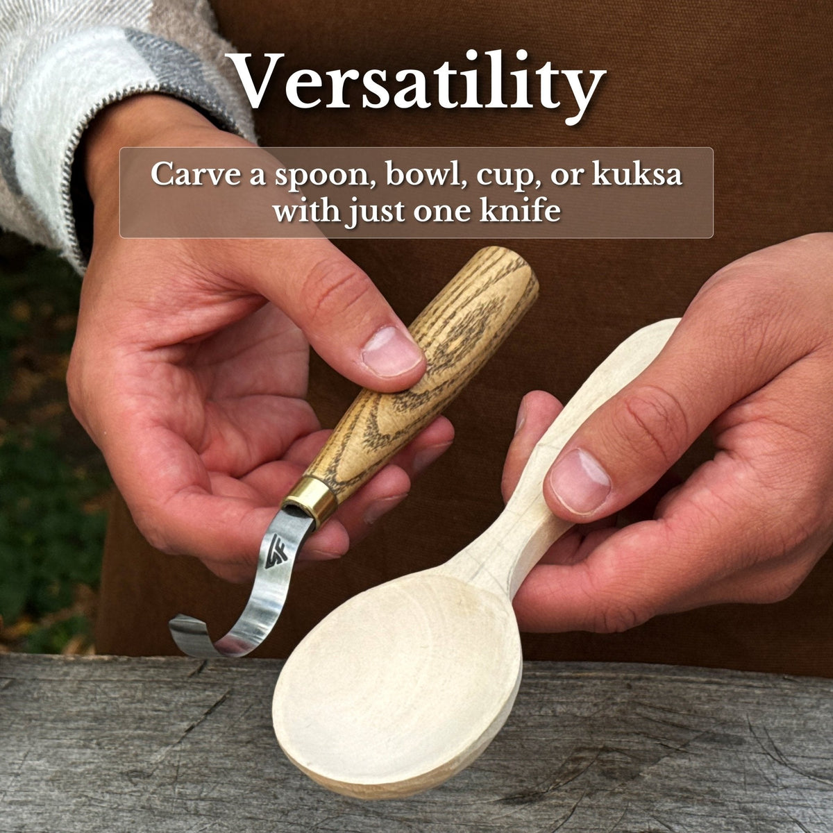 Spoon Carving Hook Knife with Leather Sheath, 3.5 cm (1.38 inches)