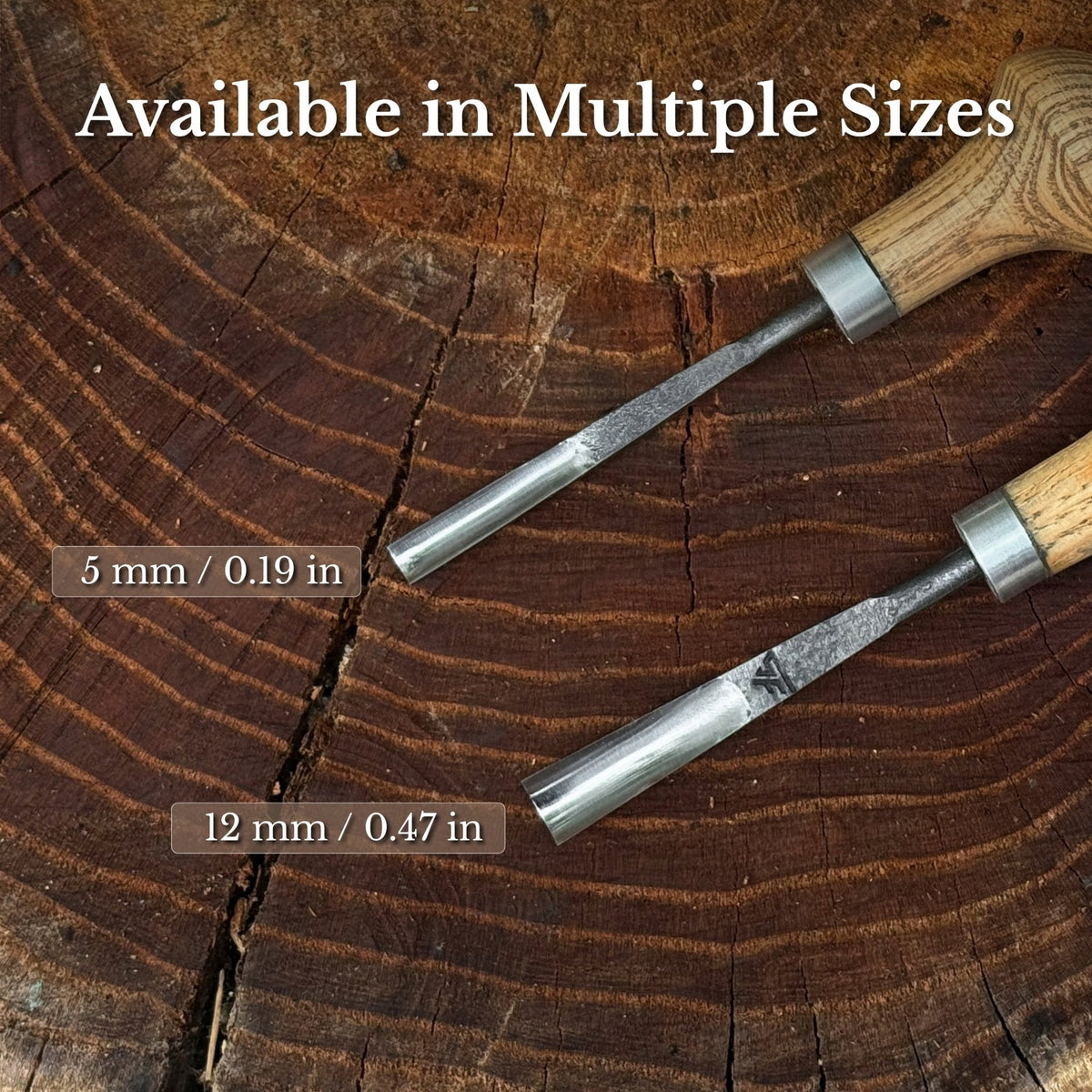 Straight Carving Gouge with Palm Handle, 5-12 mm / 0.20-0.47 in