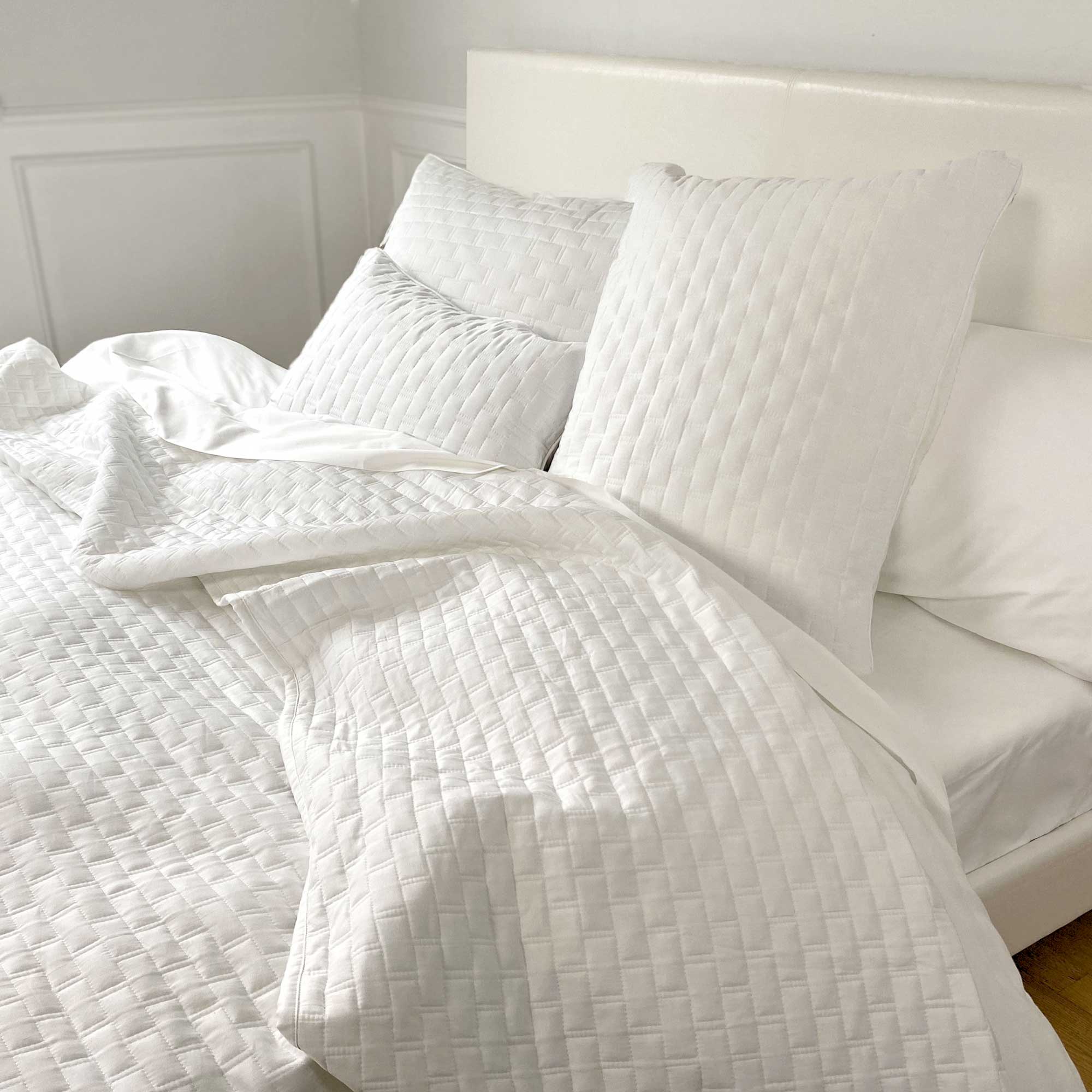 Bamboo Cotton Quilted Coverlet - Snow
