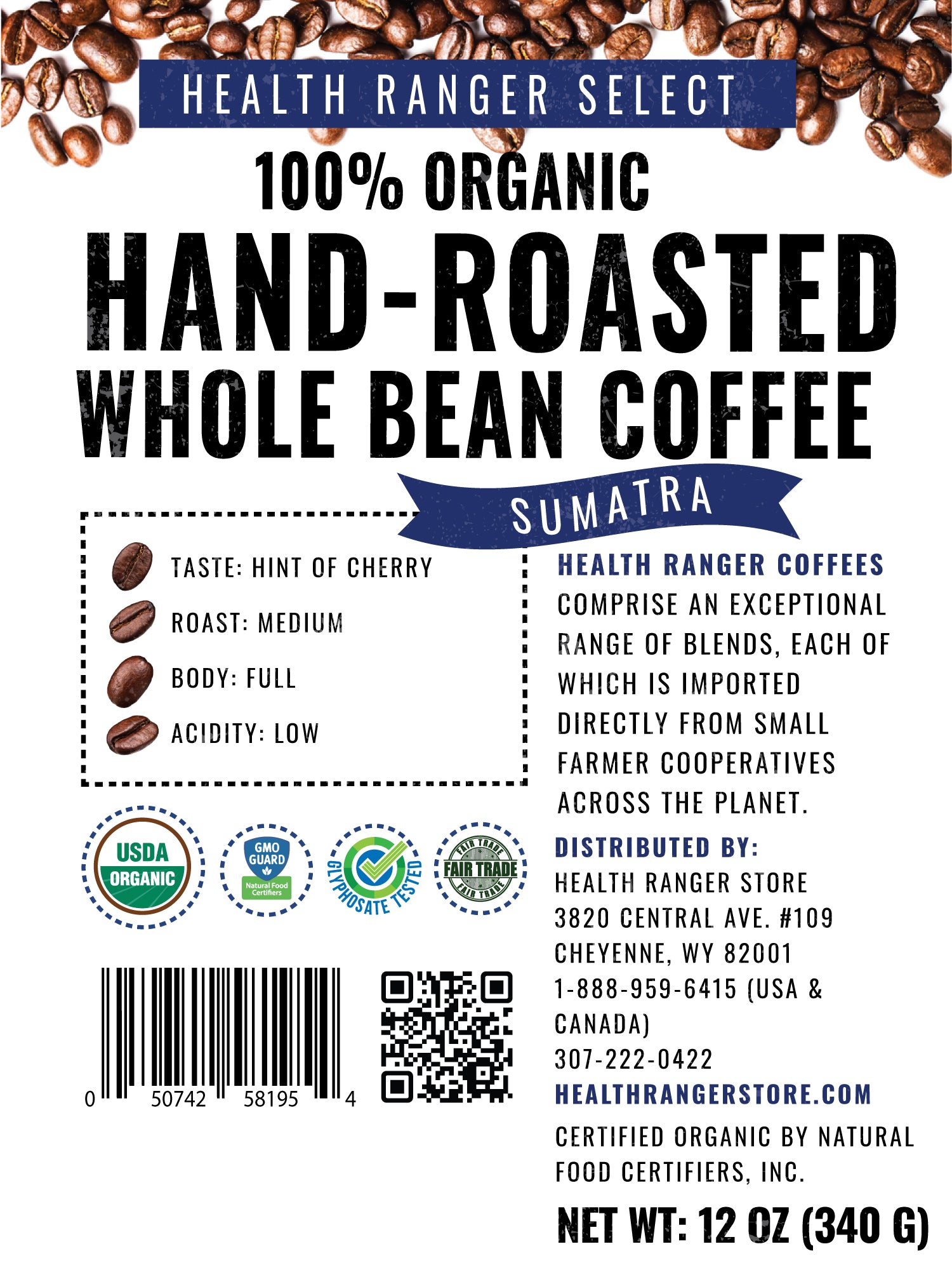 100% Organic Hand-Roasted Whole Bean Coffee Variety B (4-Pack)