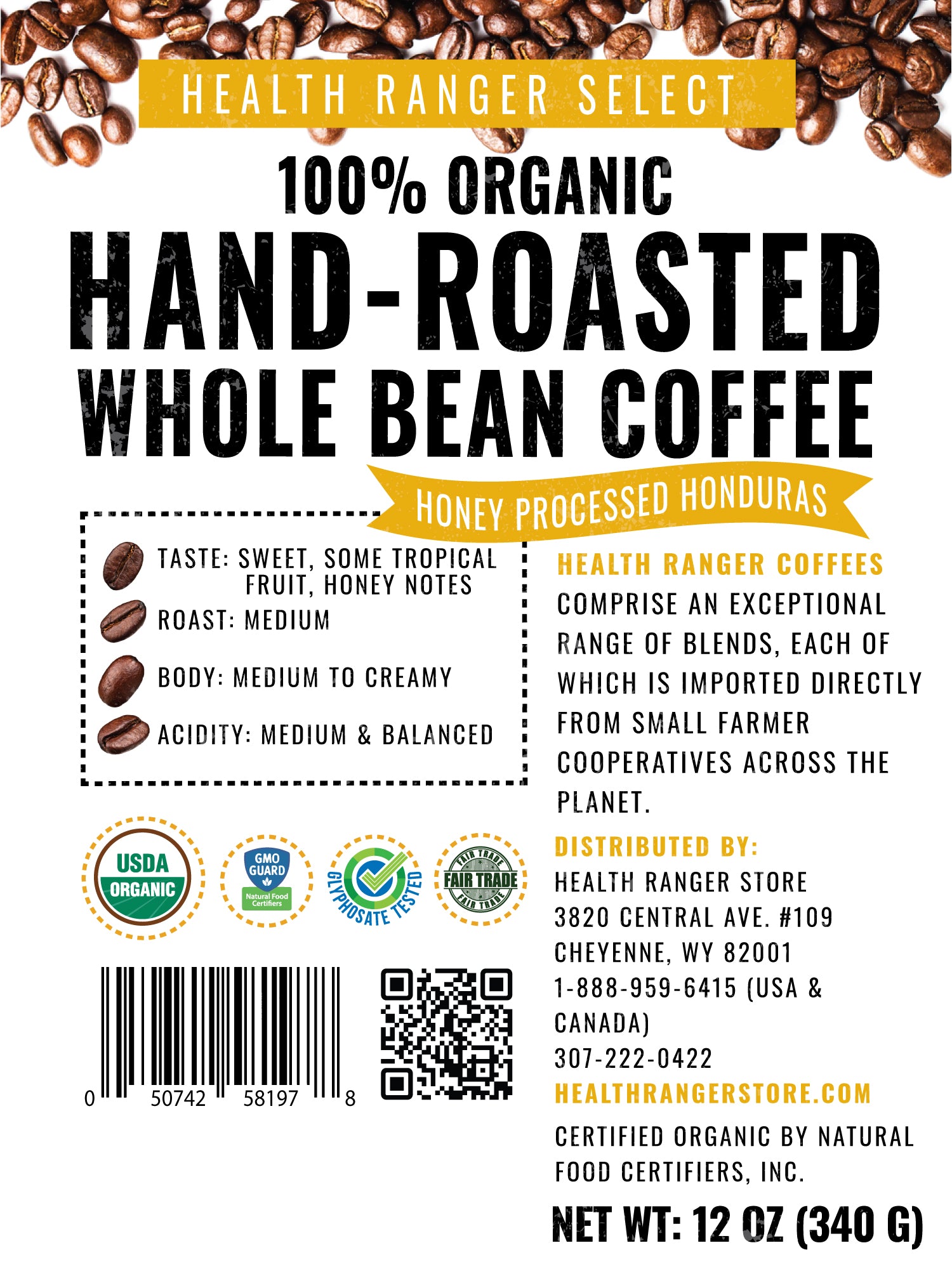 100% Organic Hand-Roasted Whole Bean Coffee Variety B (4-Pack)