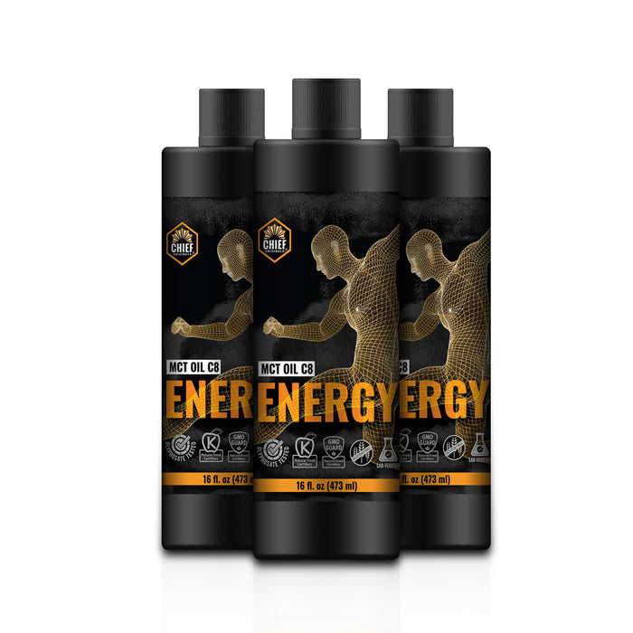 Chief Originals 100% MCT Oil (95% C8 MCT Oil) - Energy 16 fl oz (473 ml) (3-Pack)