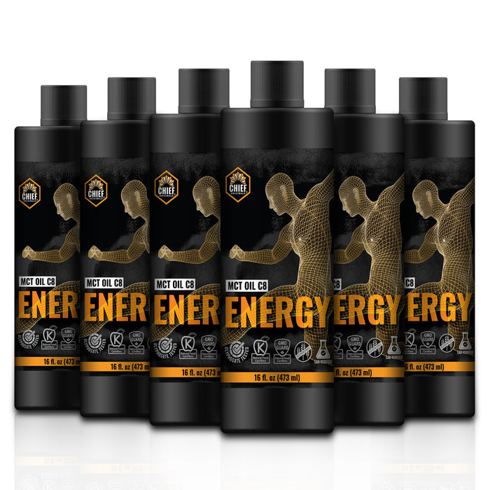Chief Originals 100% MCT Oil (95% C8 MCT Oil) - Energy 16 fl oz (473 ml) (6-Pack)