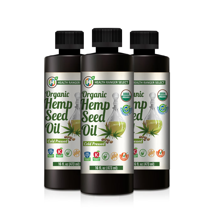 Organic Hemp Seed Oil - Cold-Pressed 16 fl oz (473ml) (3-Pack)