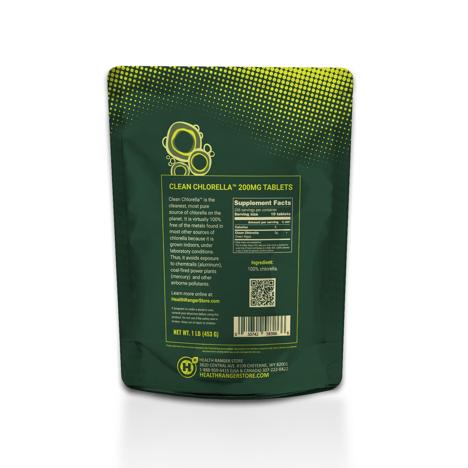 Clean Chlorella 200mg Tablets (1LB, 453g), 2265 tablets