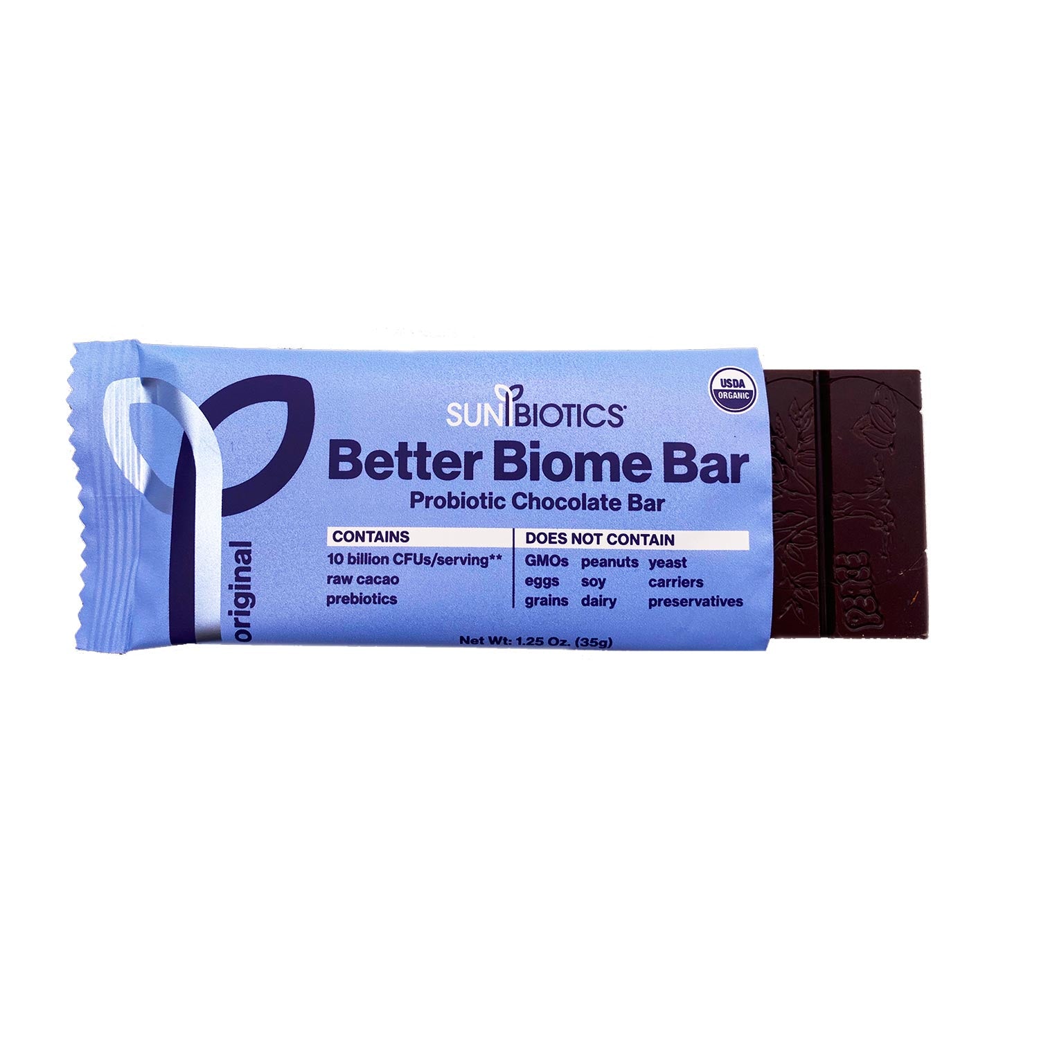 Sunbiotics Better Biome Bar - Probiotic Chocolate Bar - Original (Case Pack of 15)