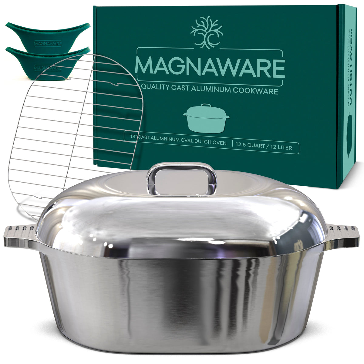 Ultimate Oval Collection - 4-Piece Cast Aluminum Oval Dutch Oven Set Includes 11", 13", 15" &amp; 18" Ovals