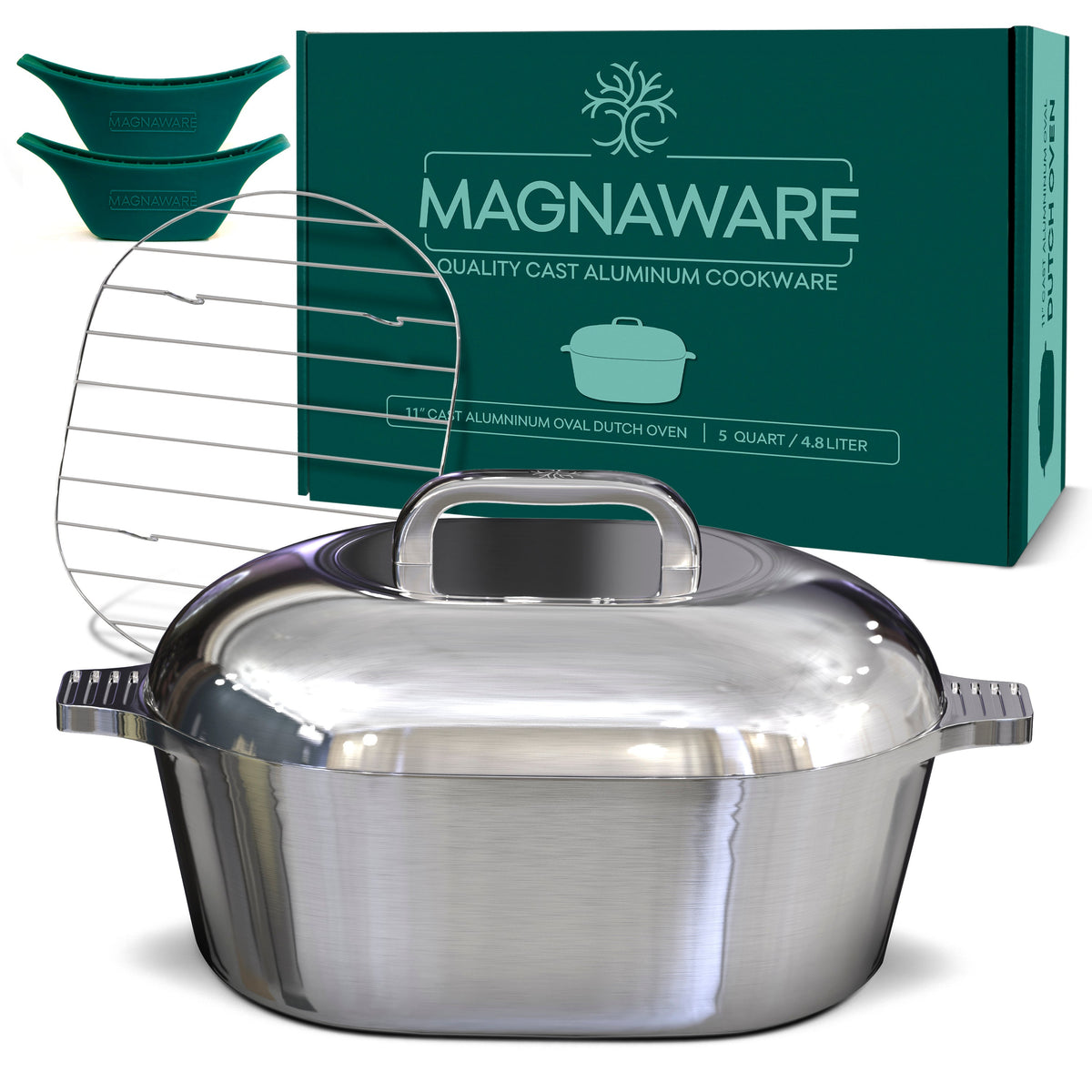 Ultimate Oval Collection - 4-Piece Cast Aluminum Oval Dutch Oven Set Includes 11", 13", 15" &amp; 18" Ovals