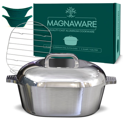 Ultimate Oval Collection - 4-Piece Cast Aluminum Oval Dutch Oven Set Includes 11", 13", 15" &amp; 18" Ovals