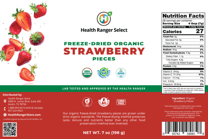 Freeze-Dried Organic Strawberry Pieces (7oz, 
