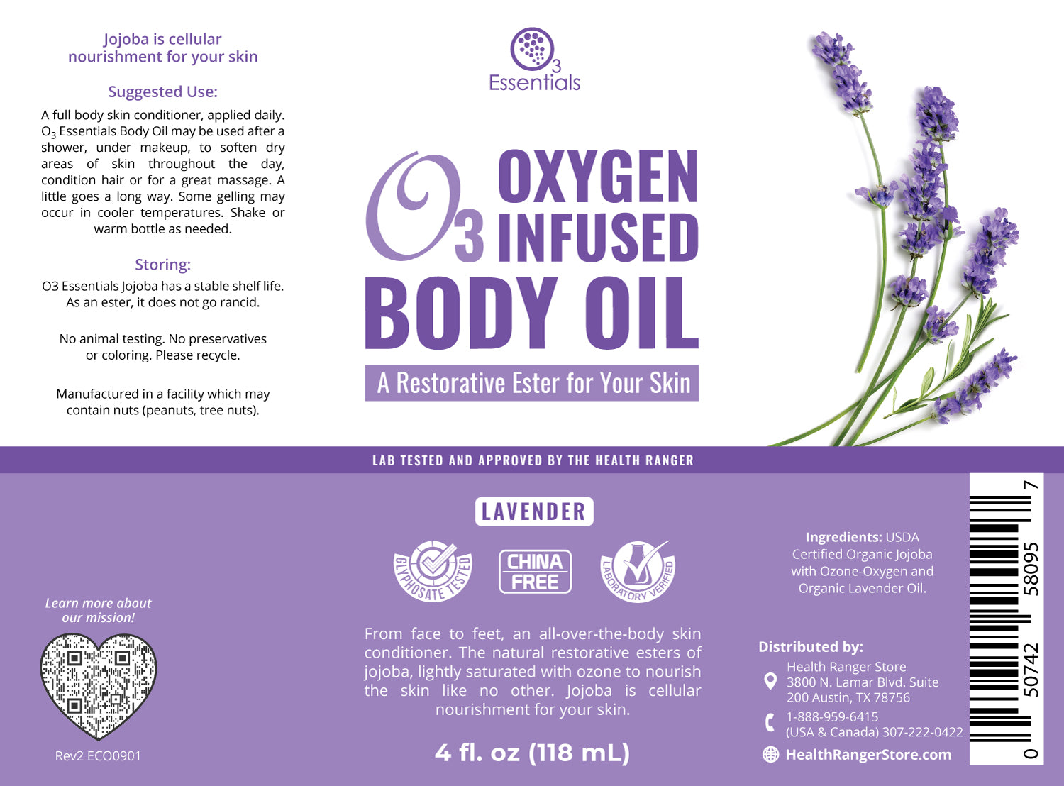 Oxygen-Infused Body Oil - Lavender 4oz (118ml)