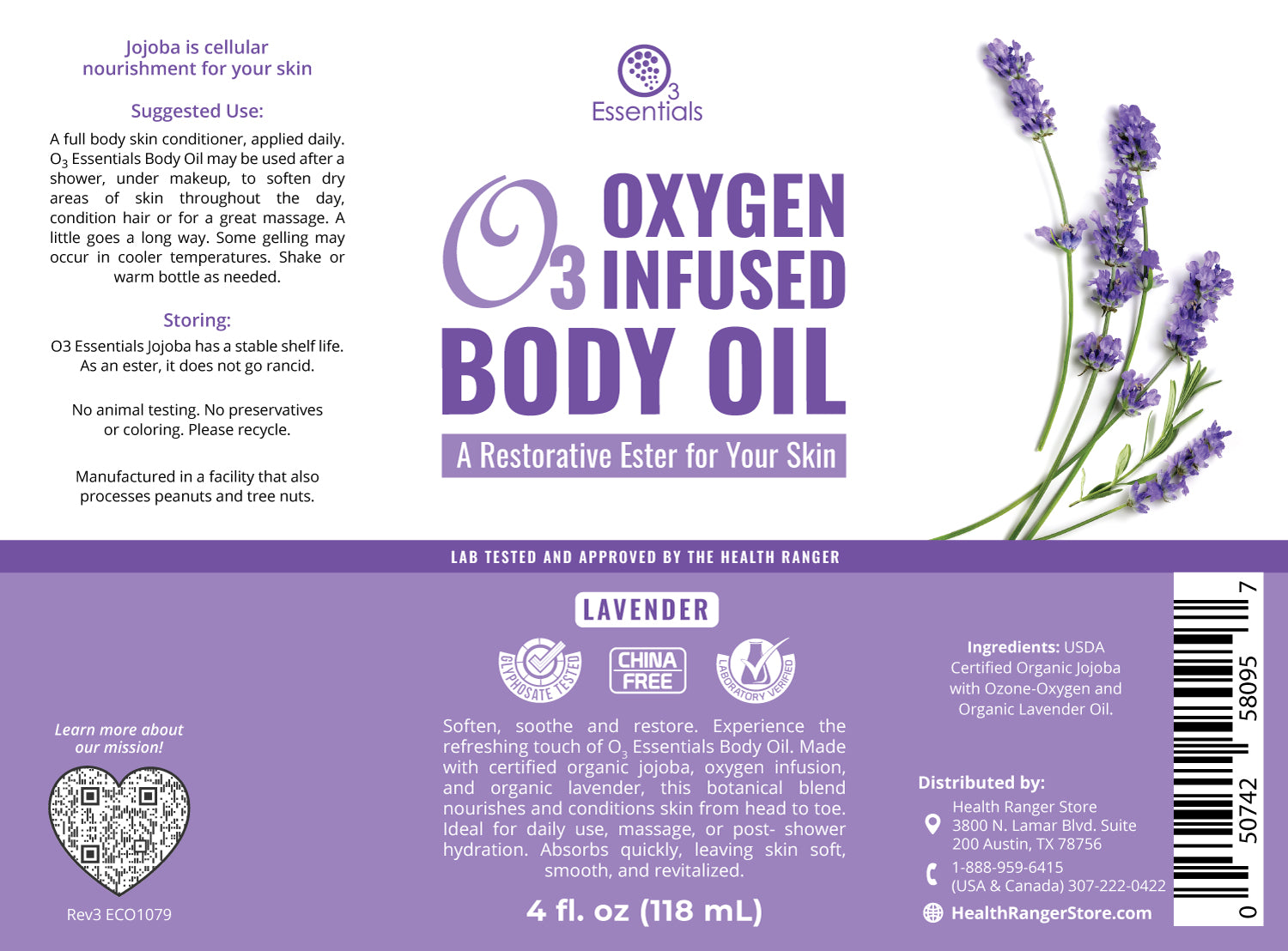 Oxygen-Infused Body Oil - Lavender 4oz (118ml)