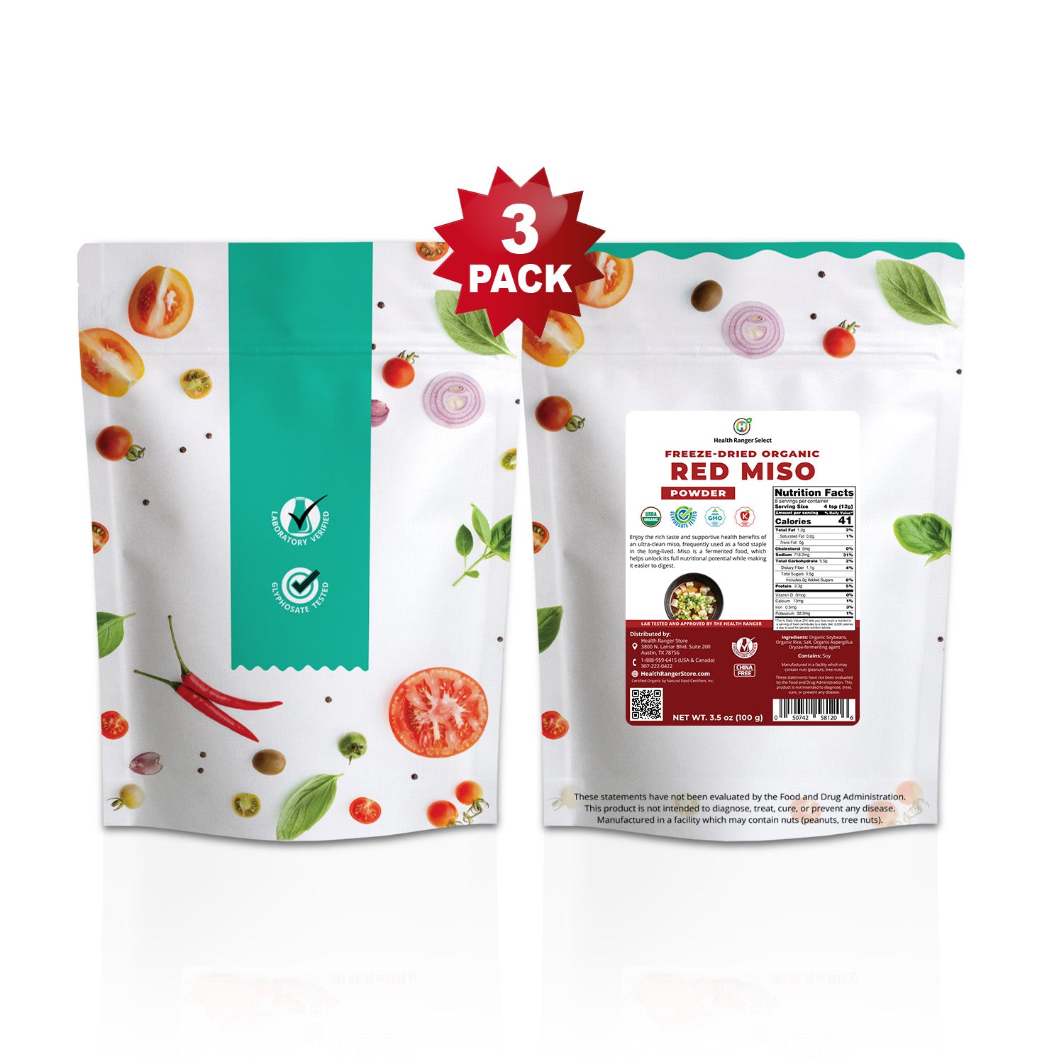 Freeze Dried Organic Red Miso Powder 3.5oz (100g) (3-Pack)
