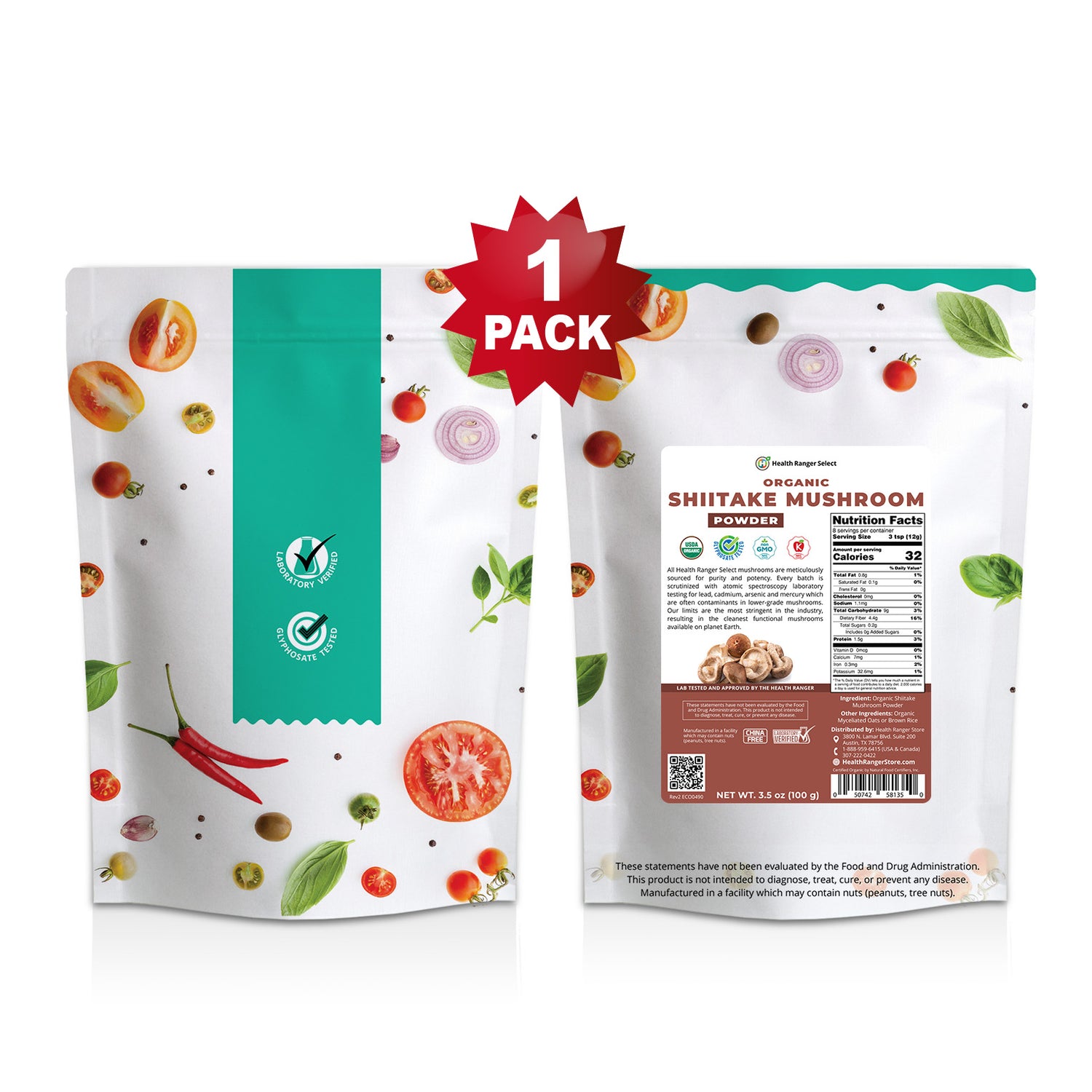 Organic Shiitake Mushroom Powder 3.5 oz (100g)