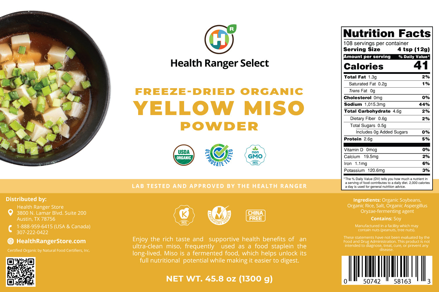 Freeze Dried Organic Yellow Miso Powder 1300g 