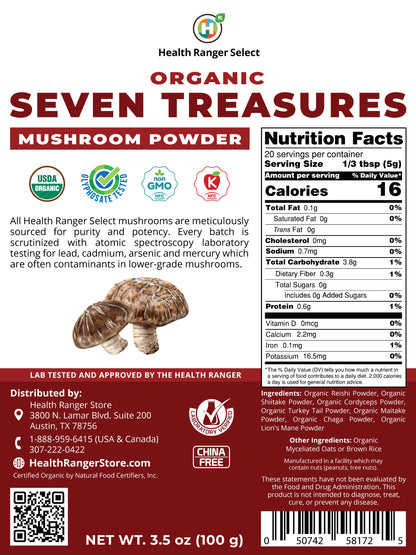 Organic Seven Treasures Mushroom Powder 3.5oz (100g)