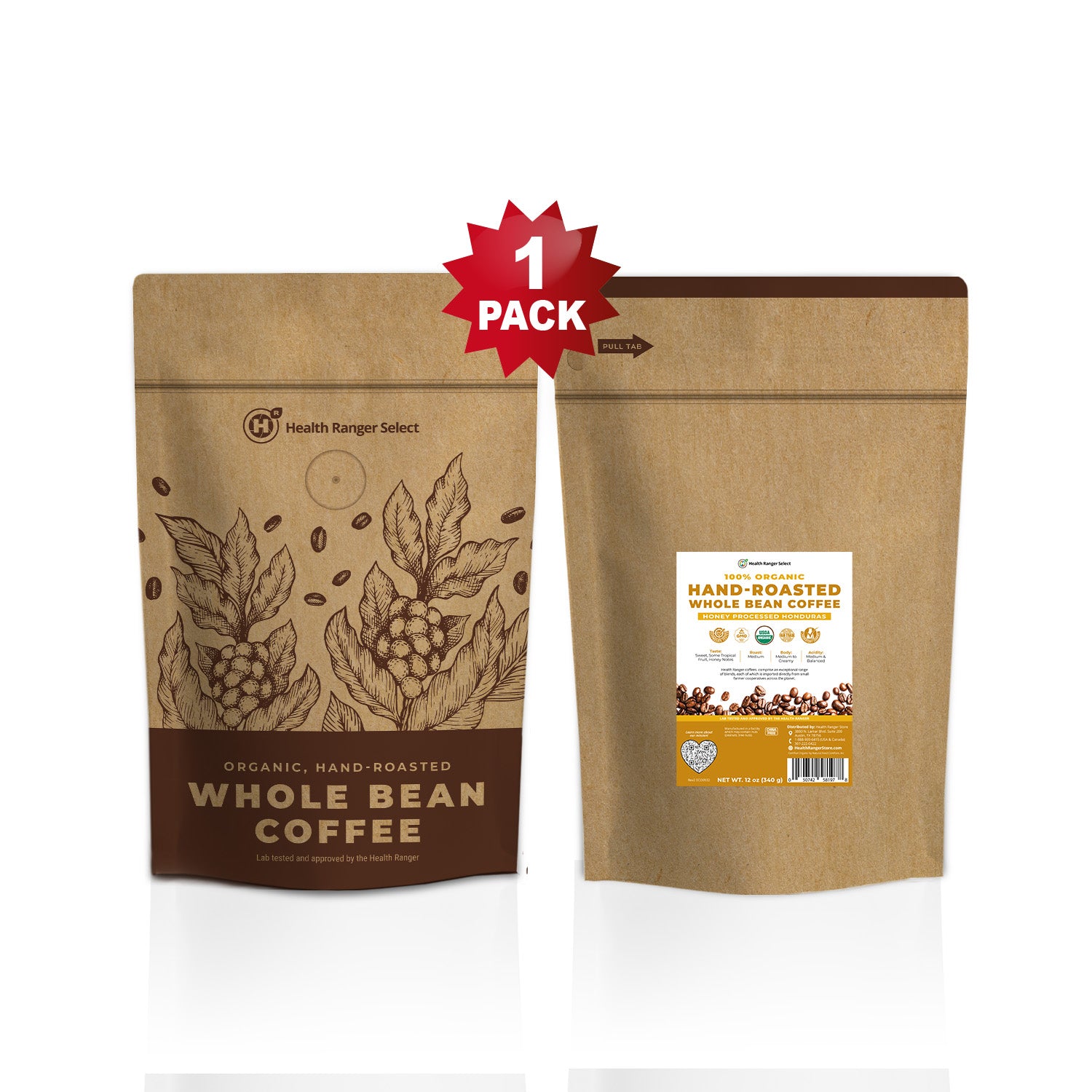 100% Organic Hand-Roasted Whole Bean Coffee Variety B (4-Pack)