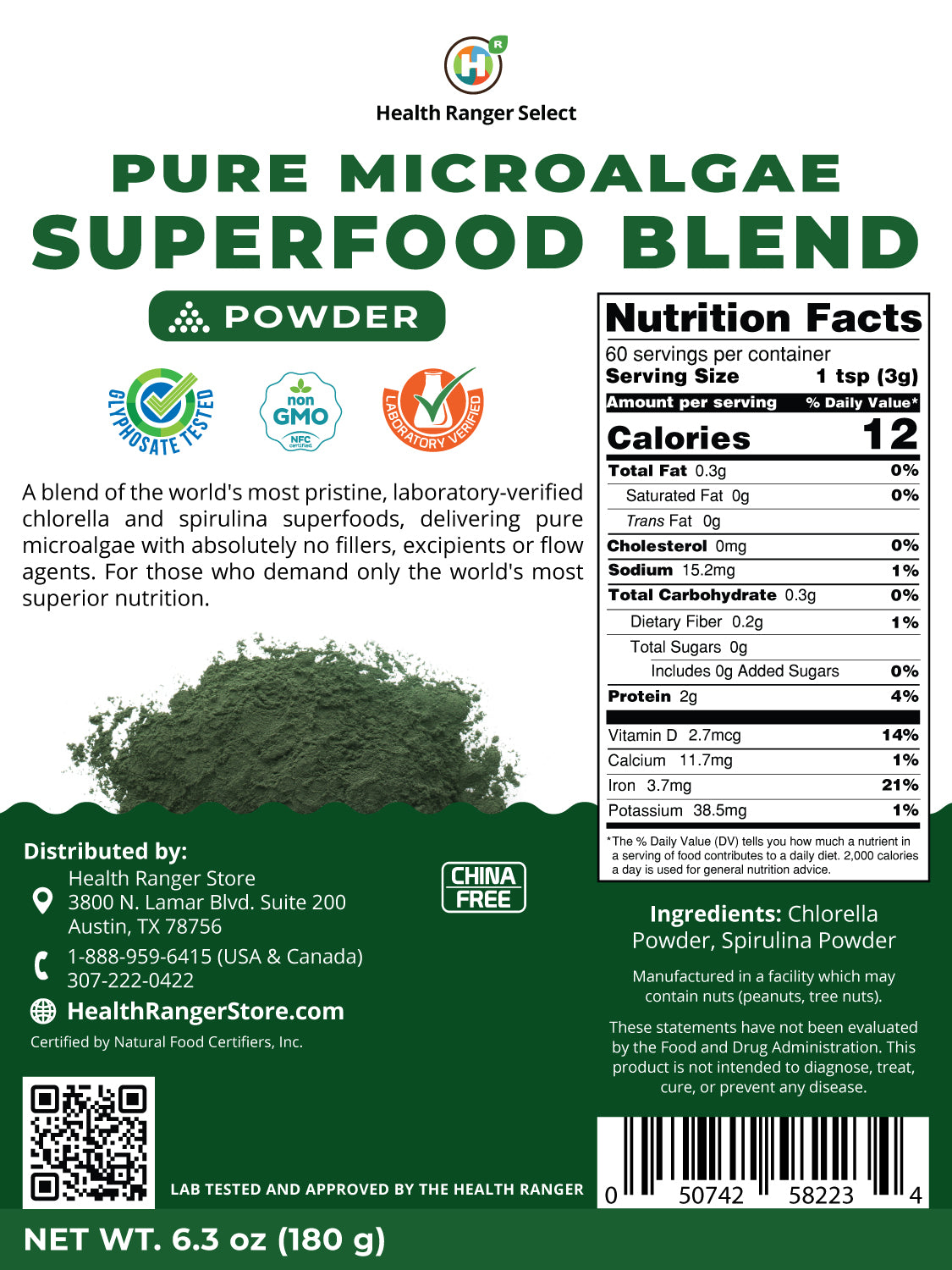 Microalgae Tea Pure Microalgae Superfood Blend Powder 6.3oz 180g – Health Ranger Store